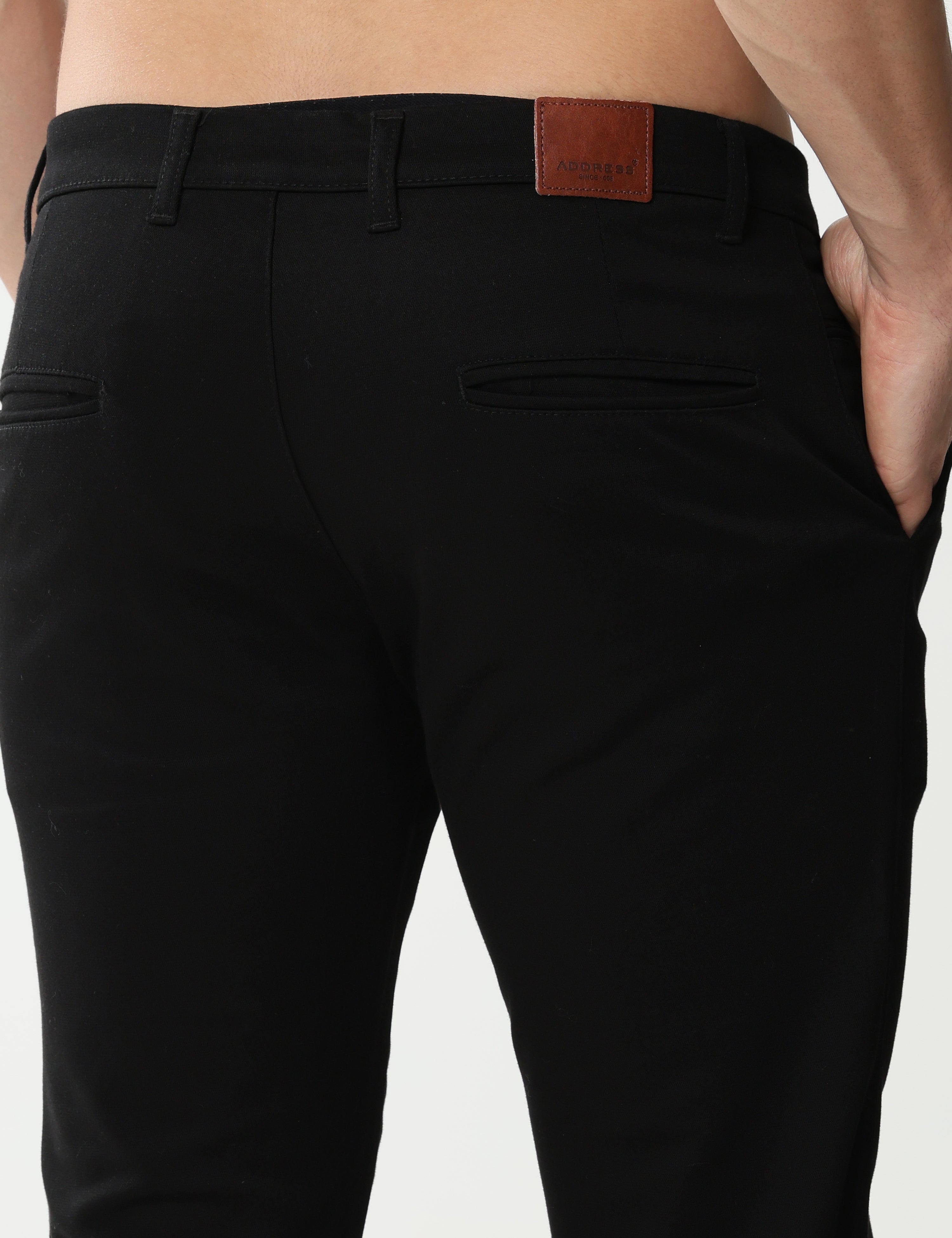 Black super stretch cotton trouser