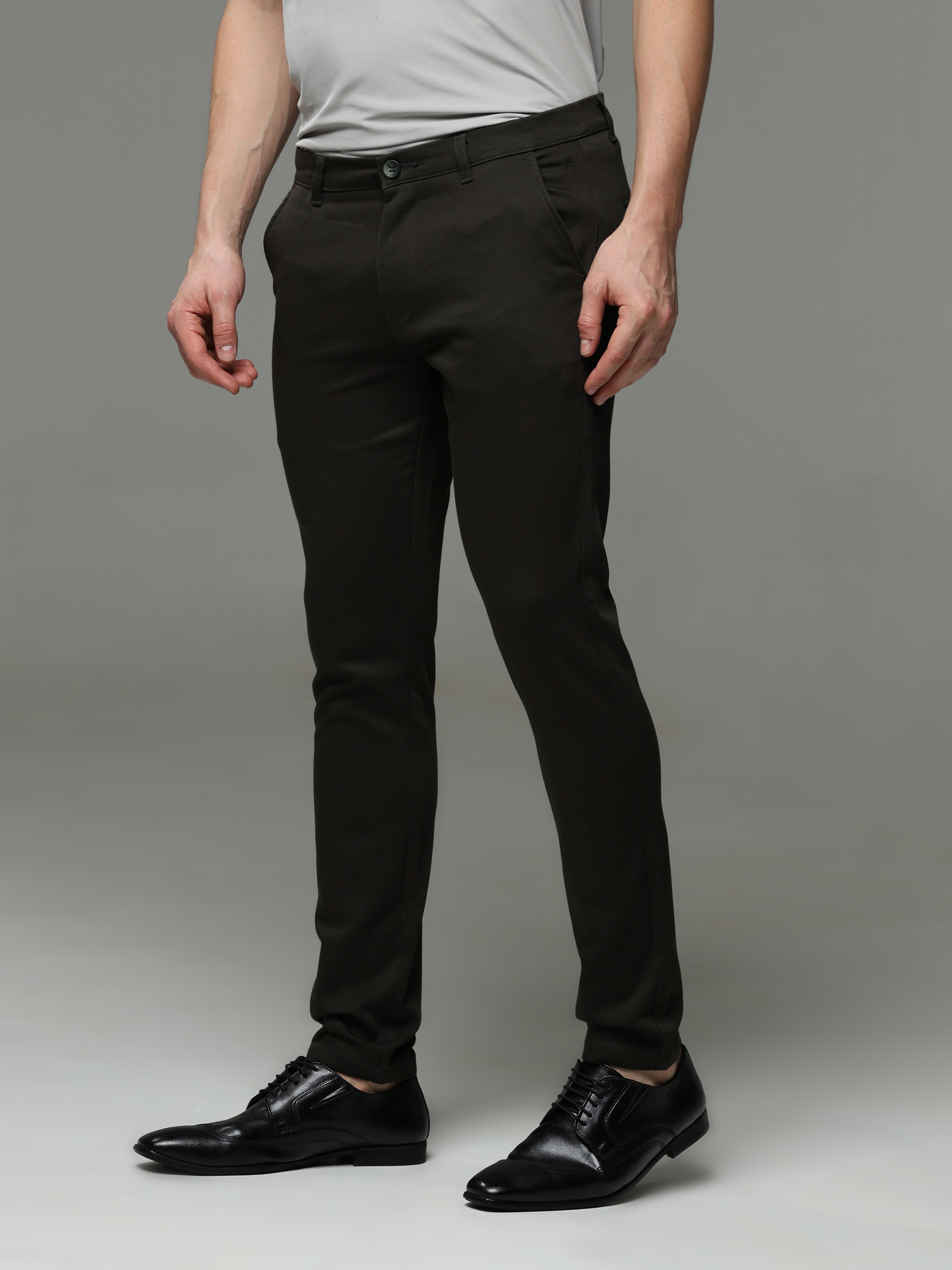 Dark Olive Stretch cotton trouser