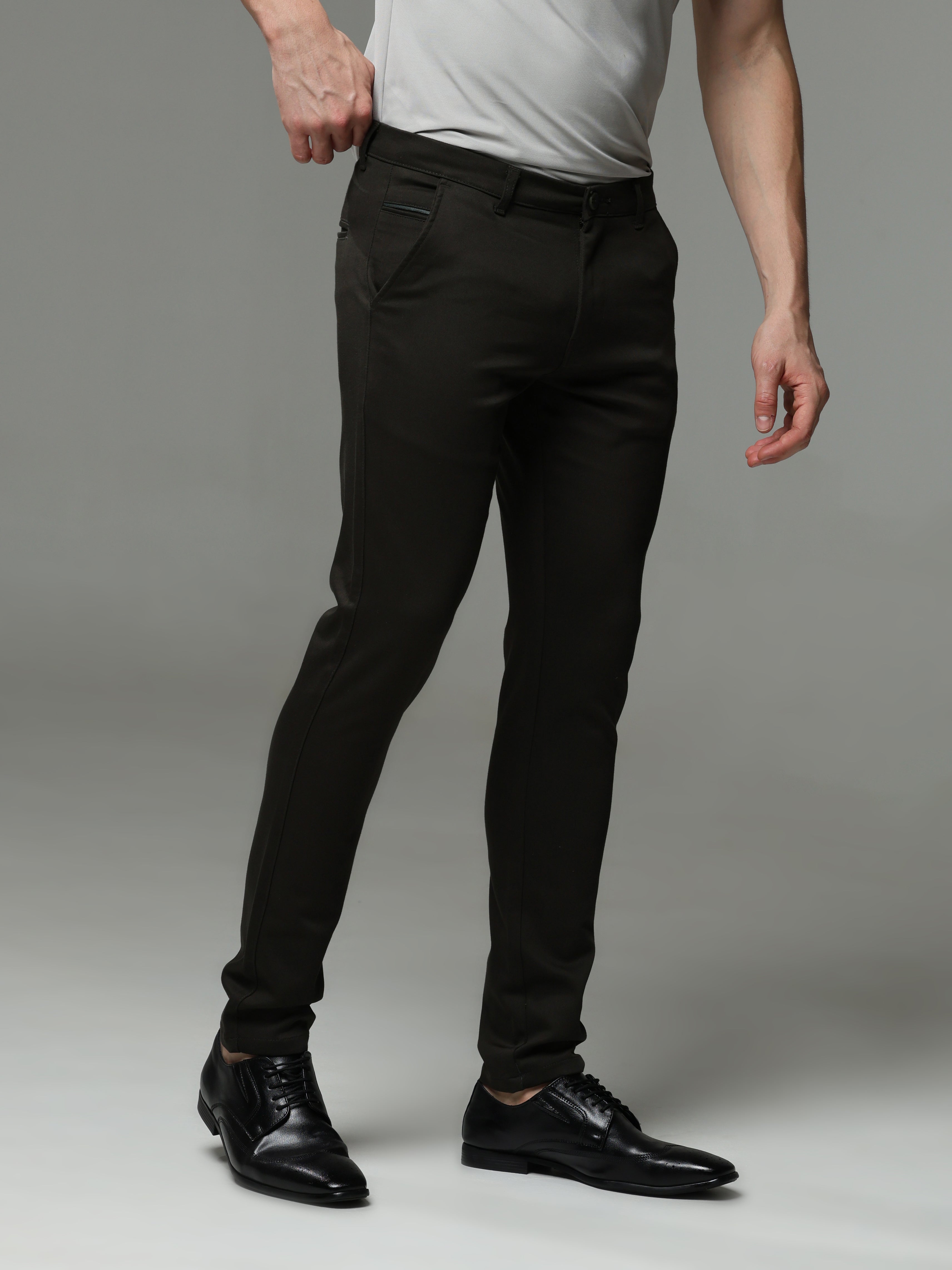 Dark Olive Stretch cotton trouser