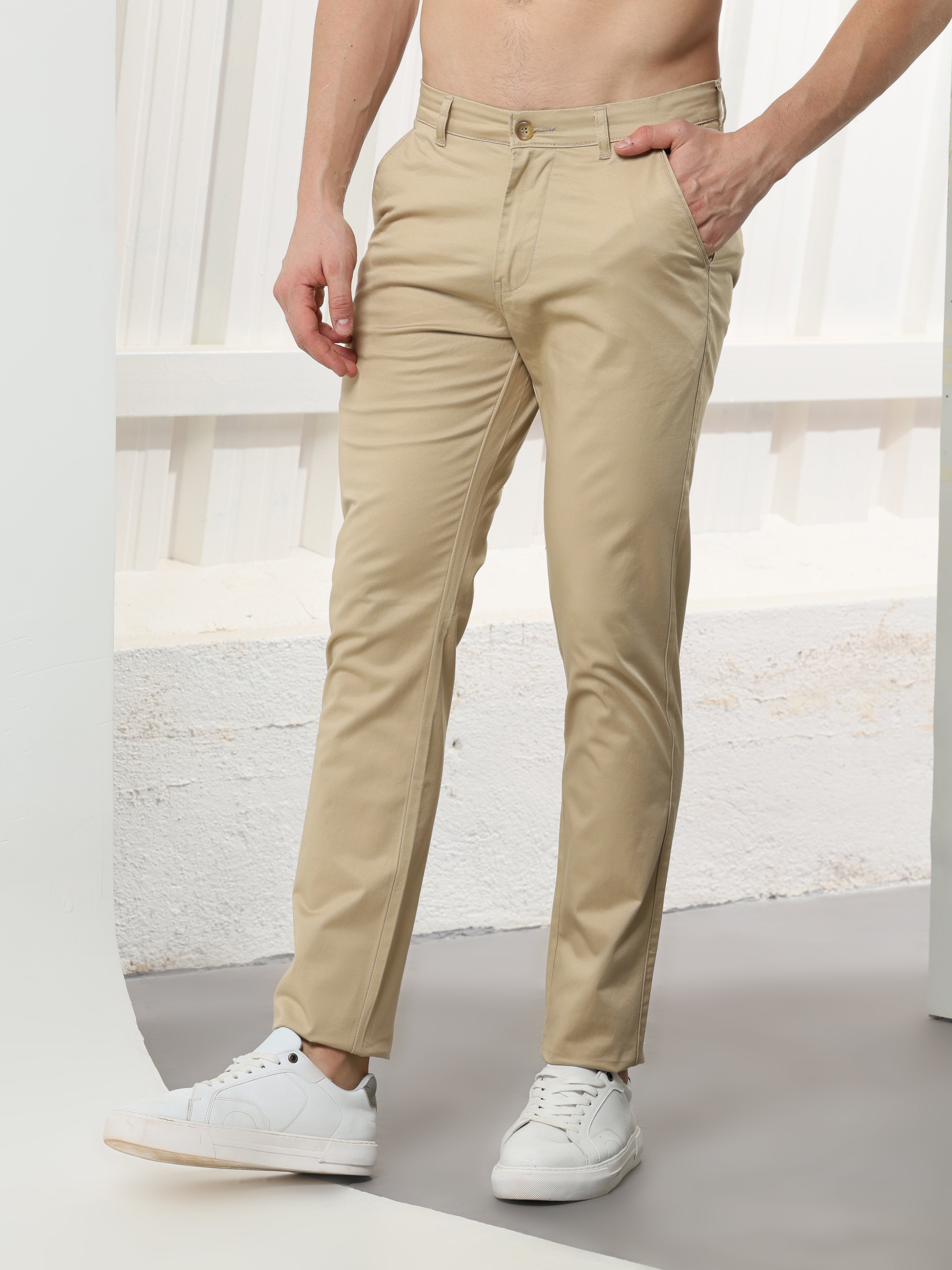 Sand Stretch cotton trouser