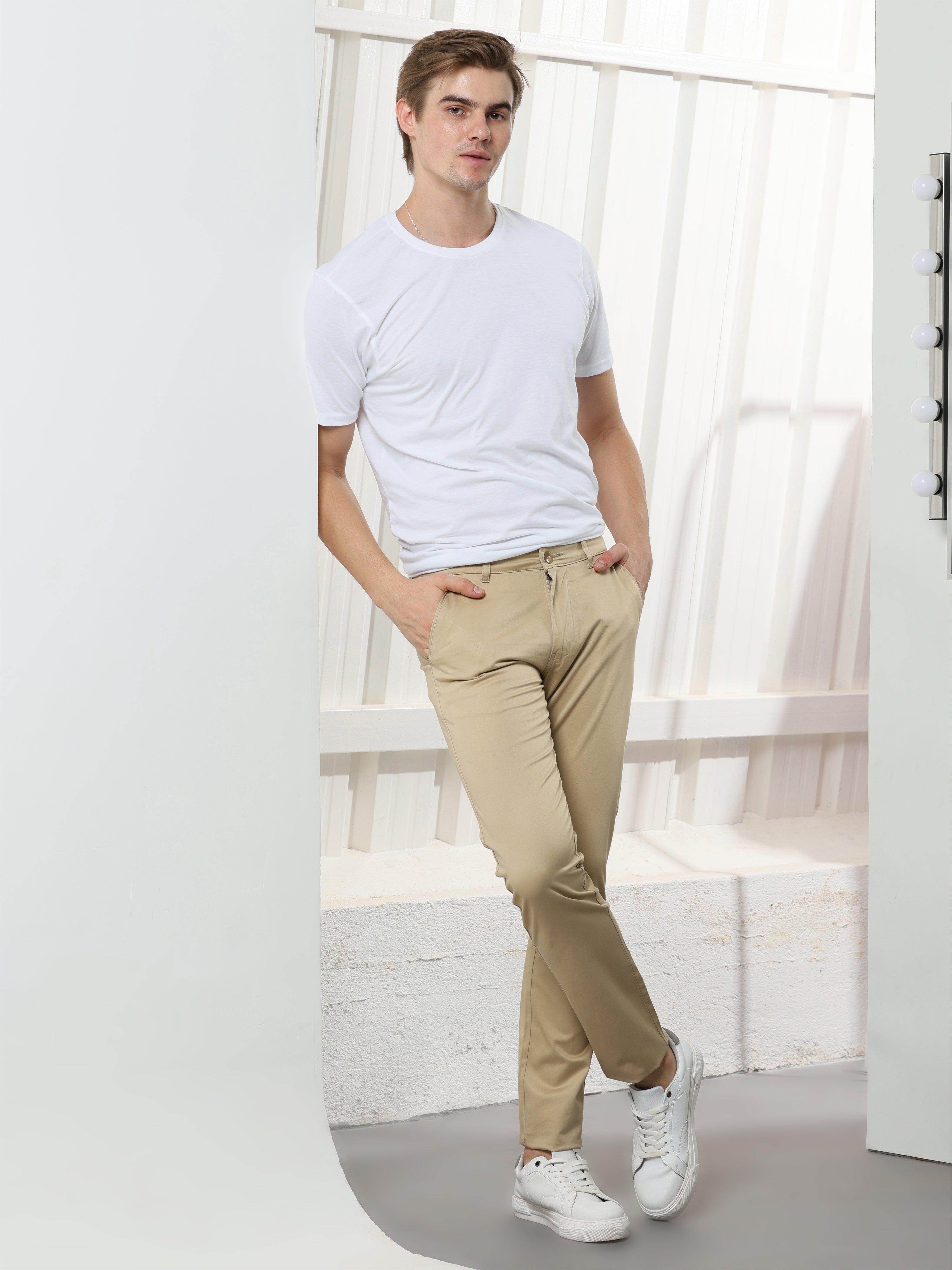 Sand Stretch cotton trouser