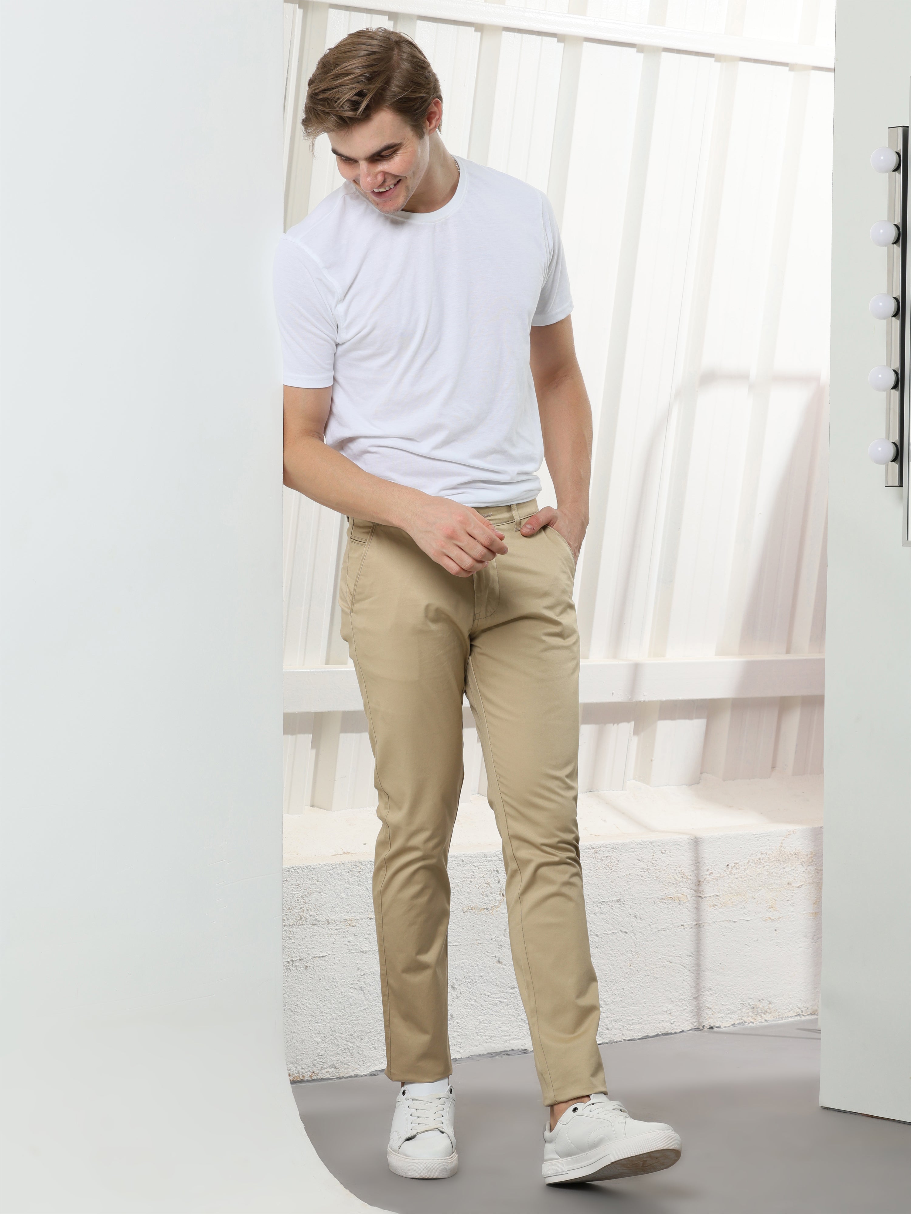 Sand Stretch cotton trouser