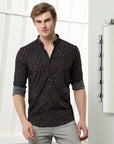 Coffee Brown floral slim fit shirts