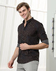Coffee Brown floral slim fit shirts