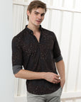 Coffee Brown floral slim fit shirts