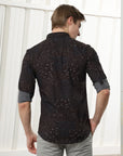 Coffee Brown floral slim fit shirts