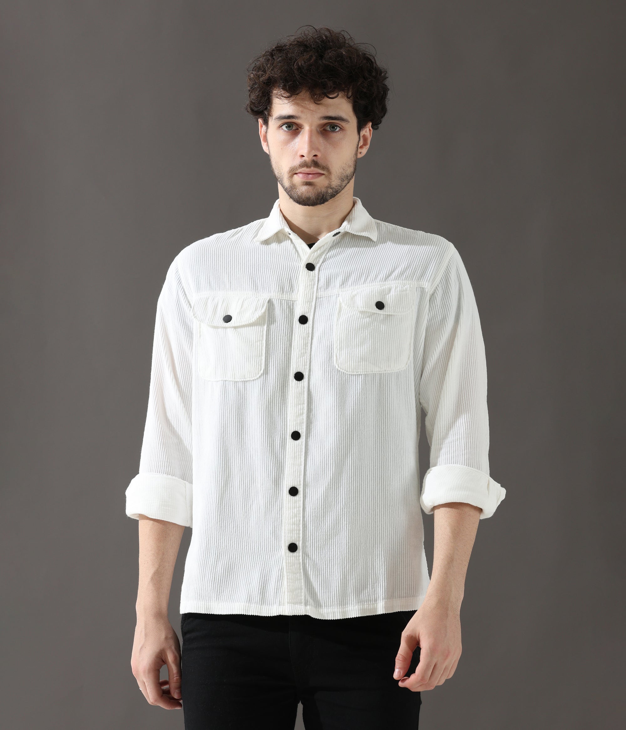 White Versatile Dual-Pocket Shirt