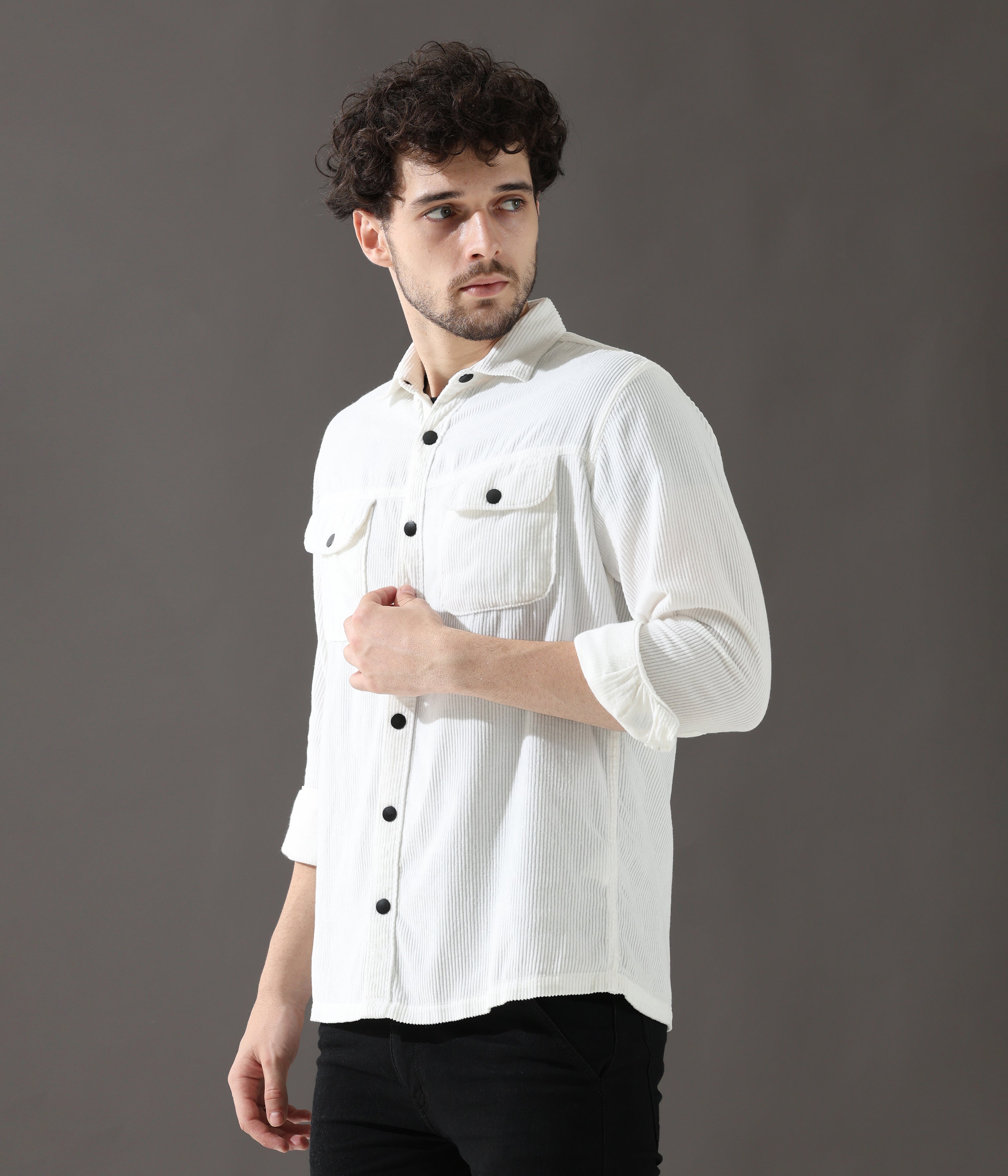 White Versatile Dual-Pocket Shirt