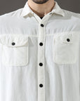 Corduroy White Versatile Dual-Pocket Shirt