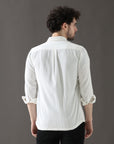 Corduroy White Versatile Dual-Pocket Shirt