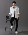 Corduroy White Versatile Dual-Pocket Shirt