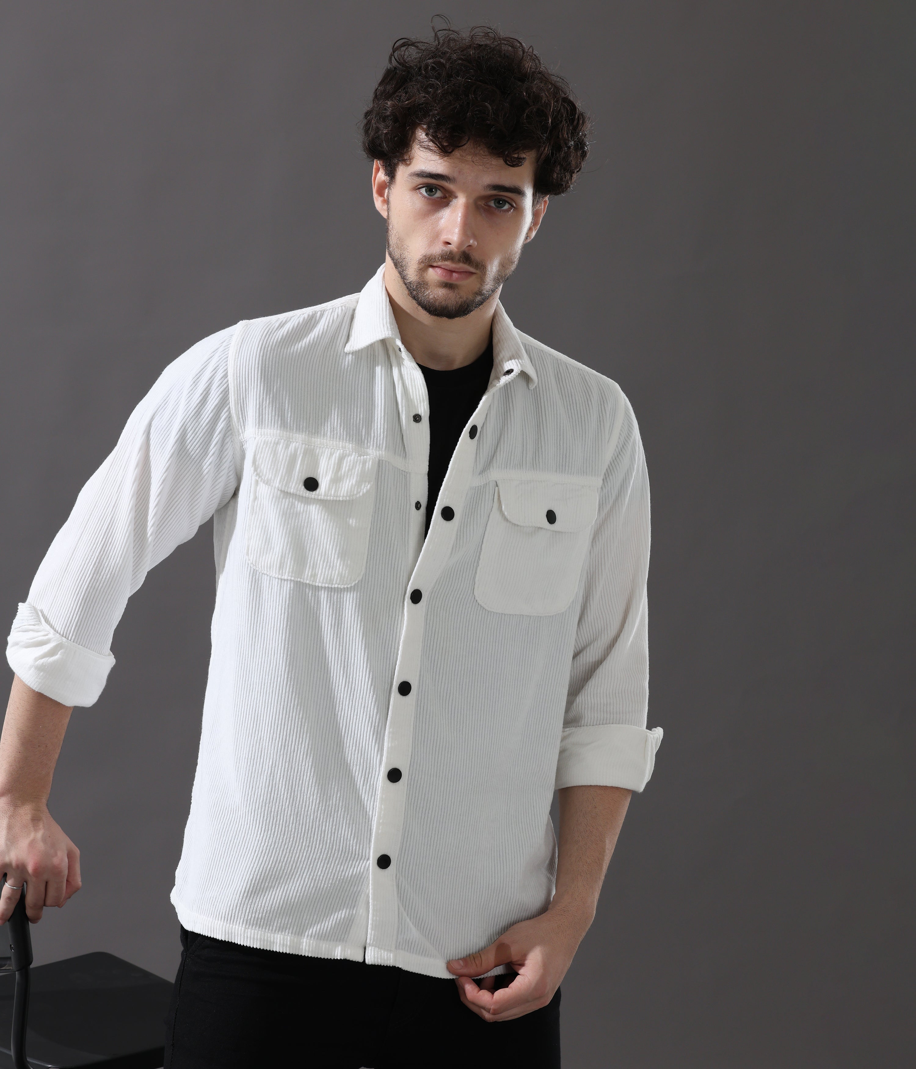 White Versatile Dual-Pocket Shirt