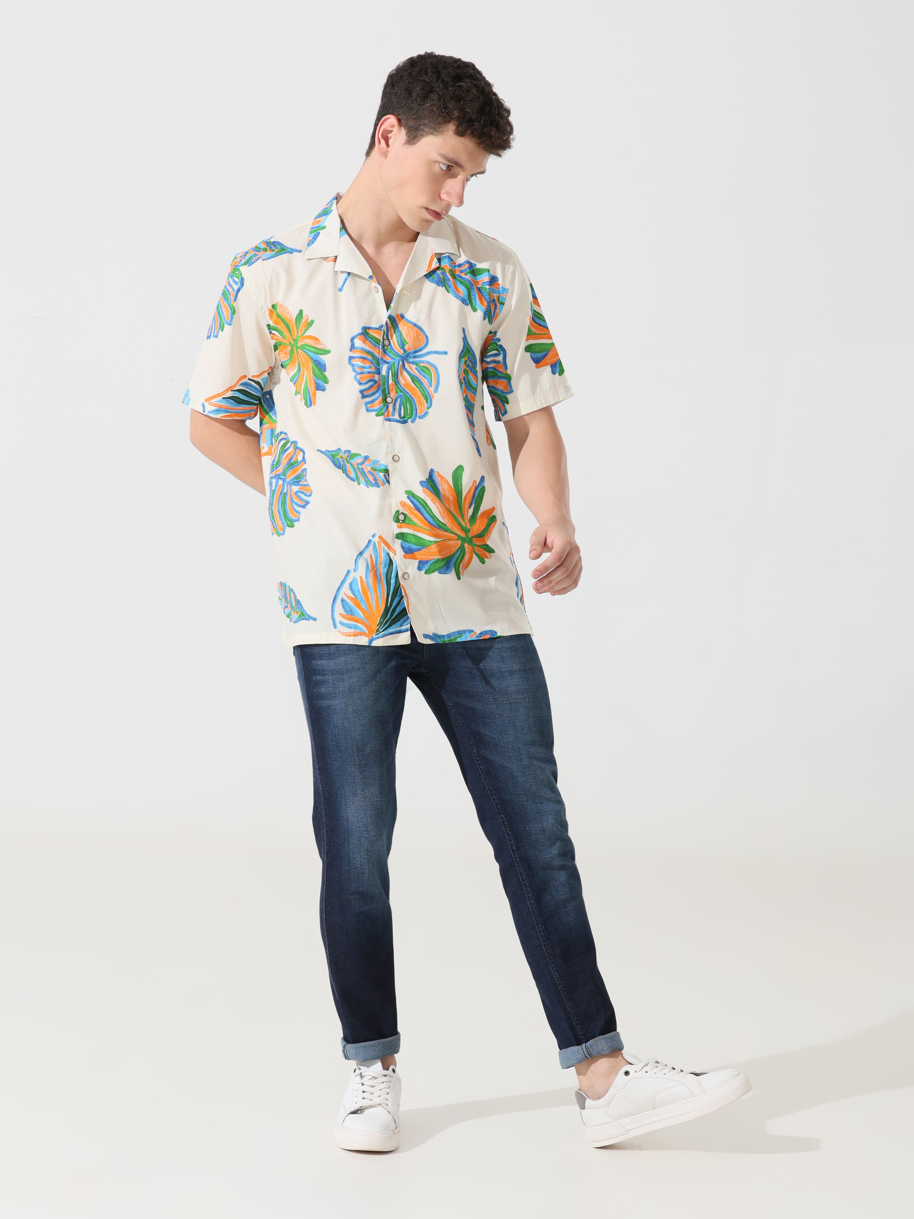Off White Floral Beach print shirt