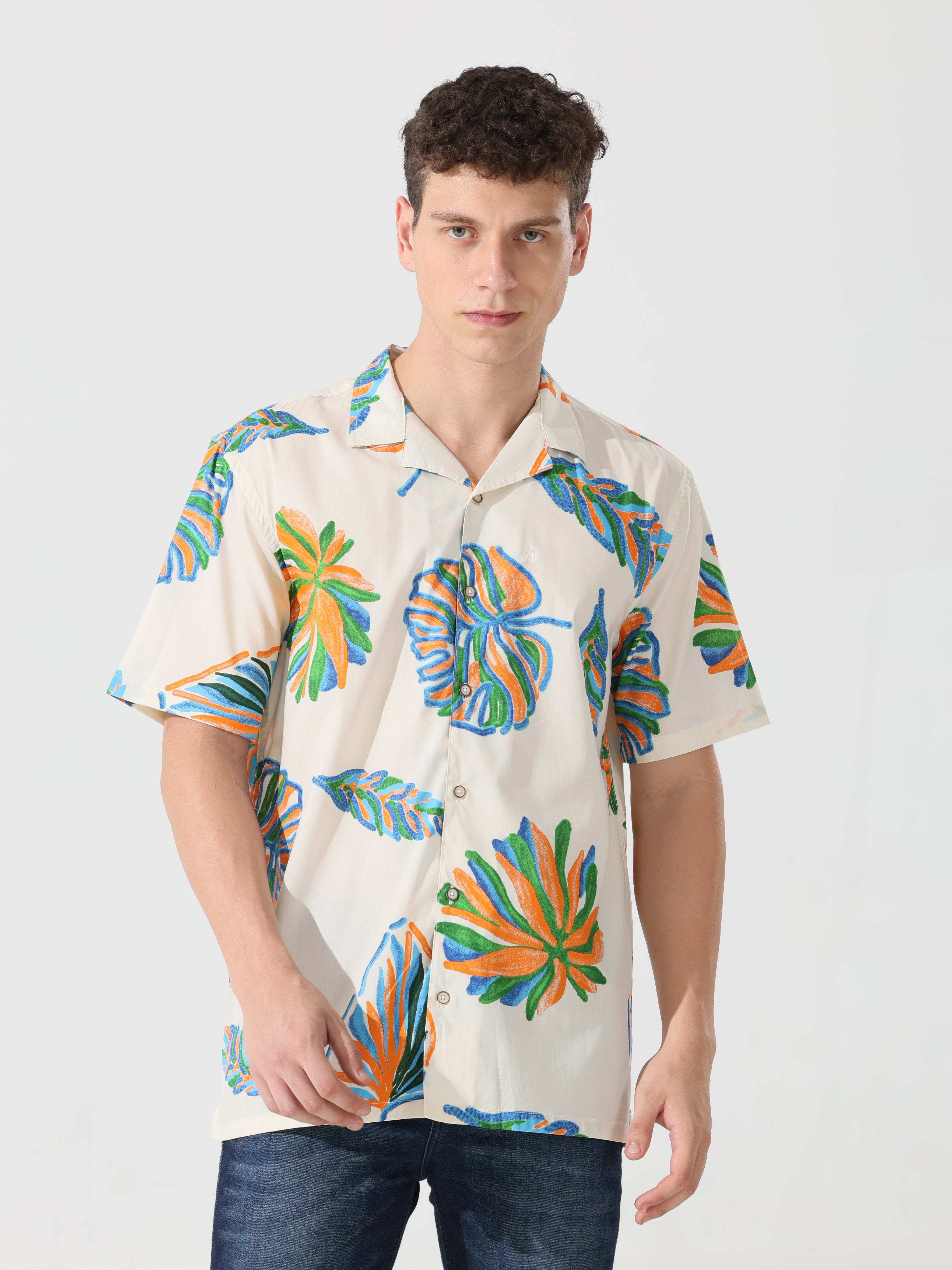 Off White Floral Beach print shirt