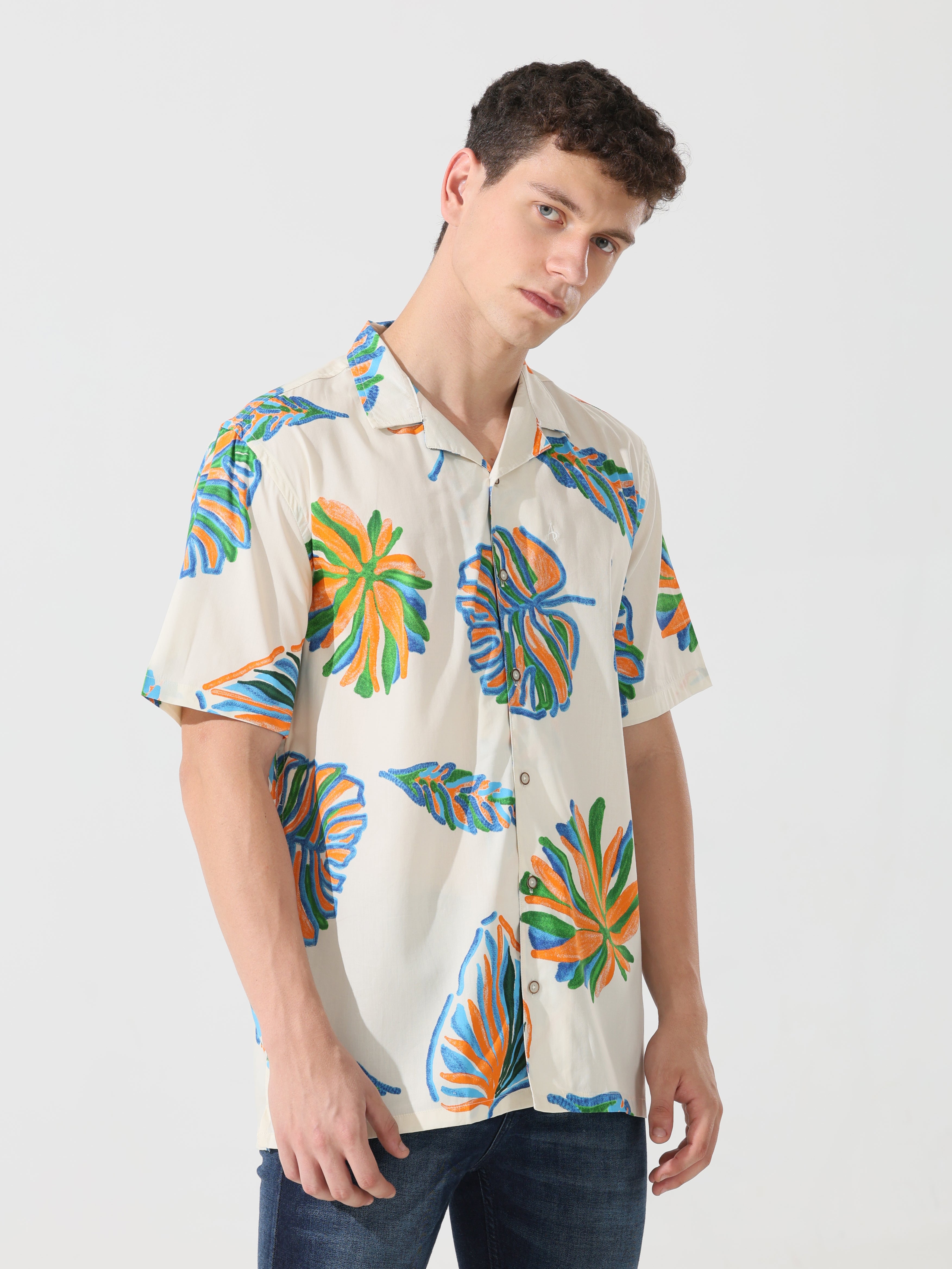 Off White Floral Beach print shirt