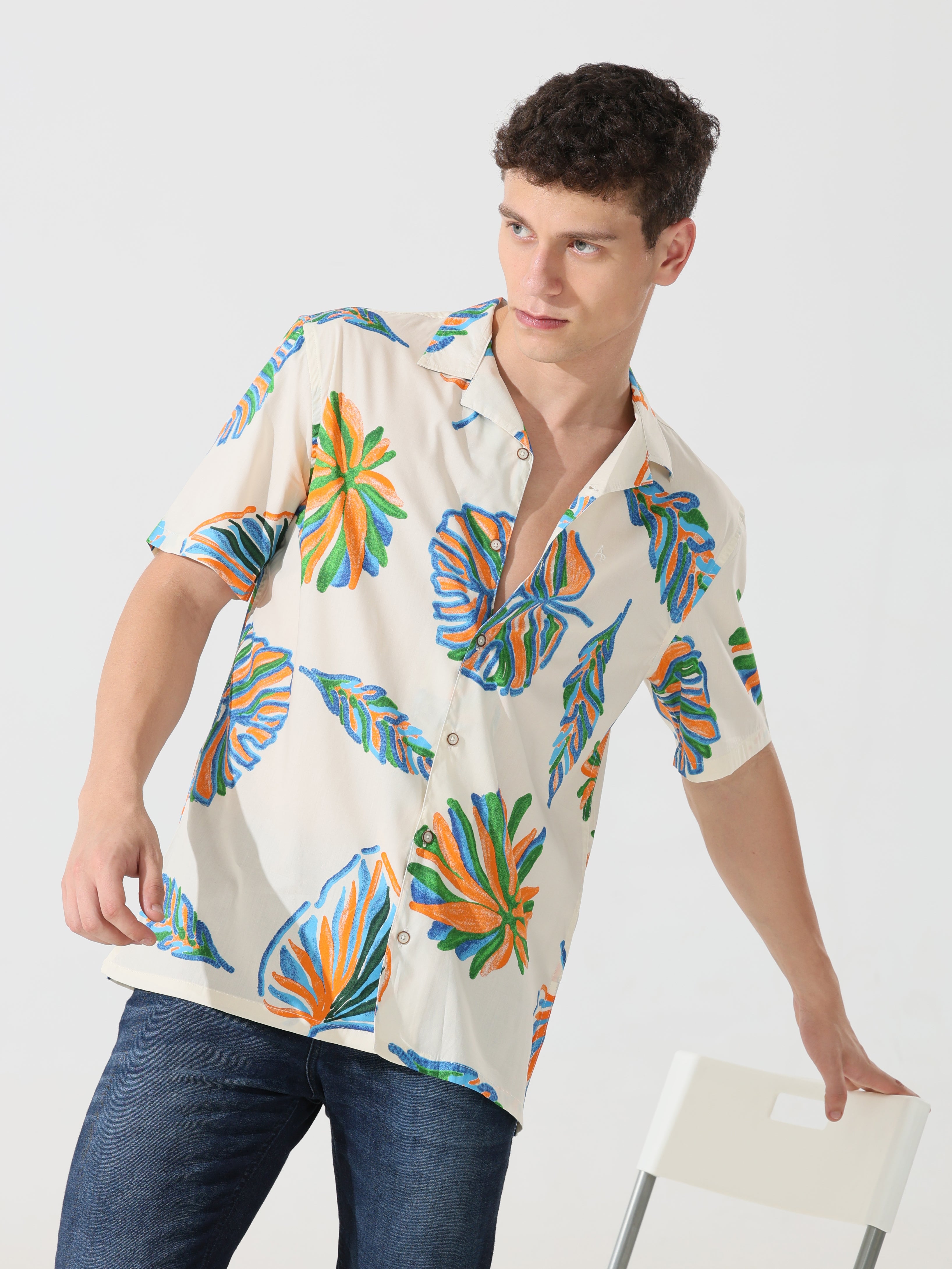 Off White Floral Beach print shirt