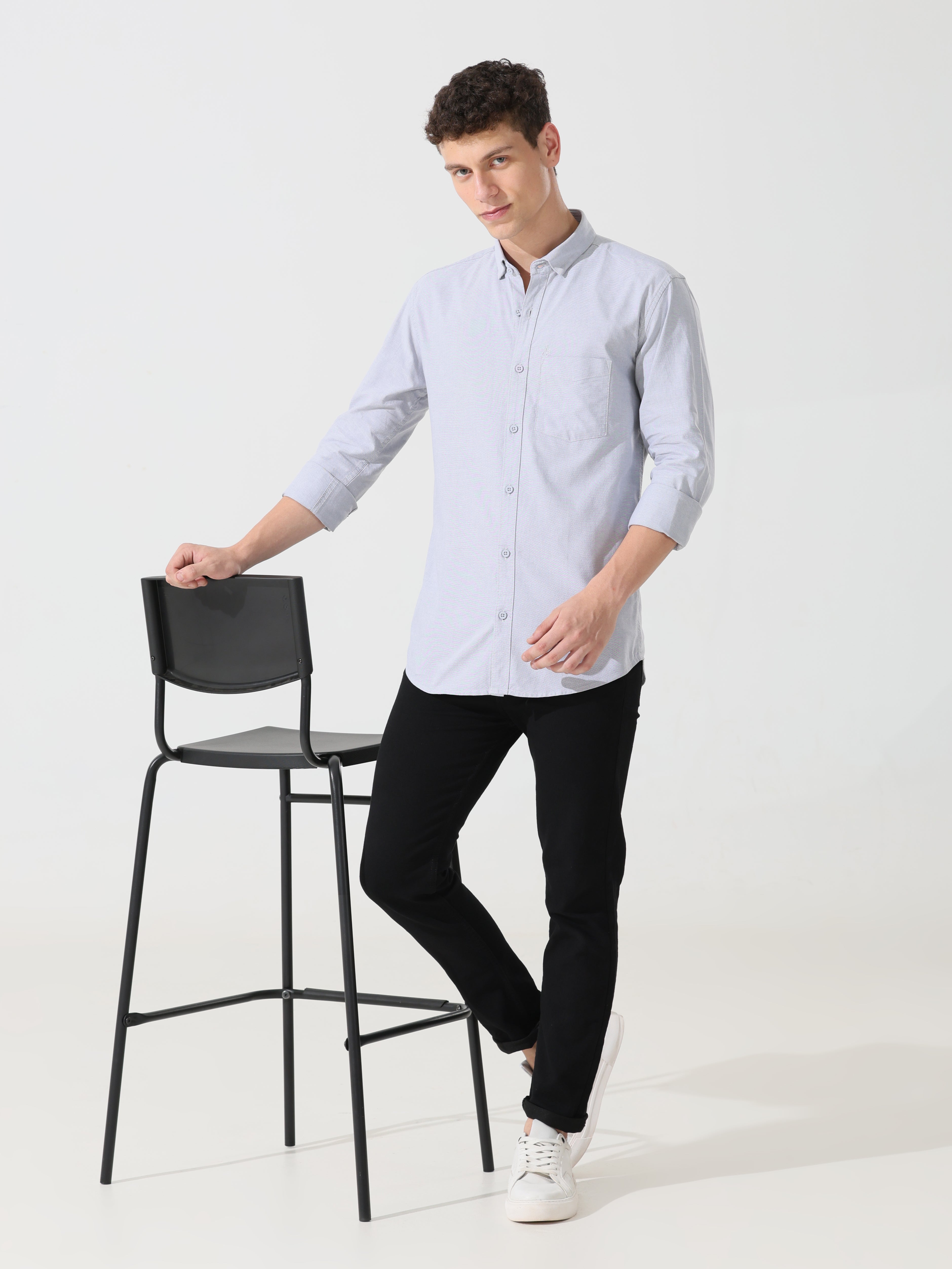 Oxford grey slim fit shirt