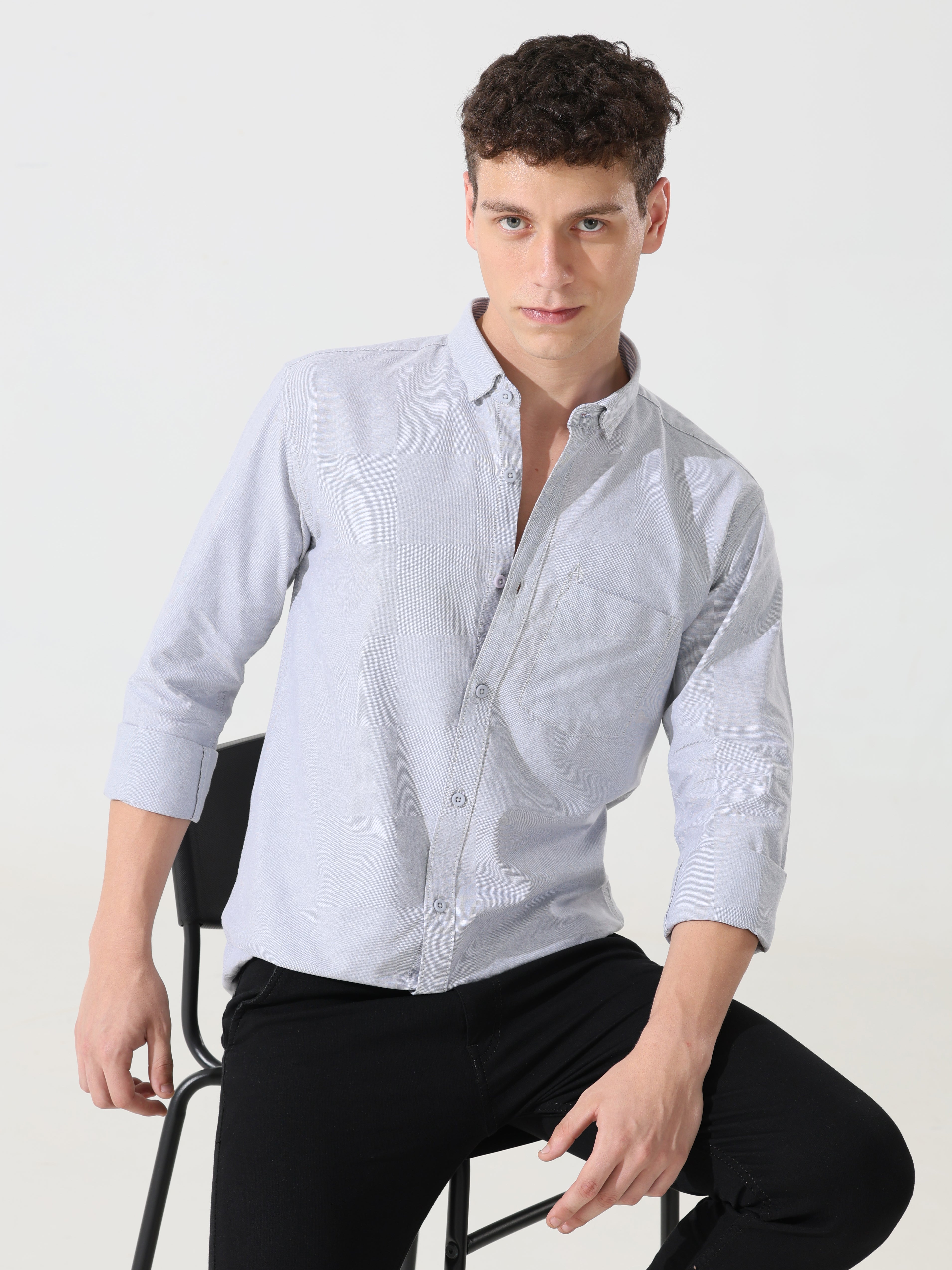 Oxford grey slim fit shirt