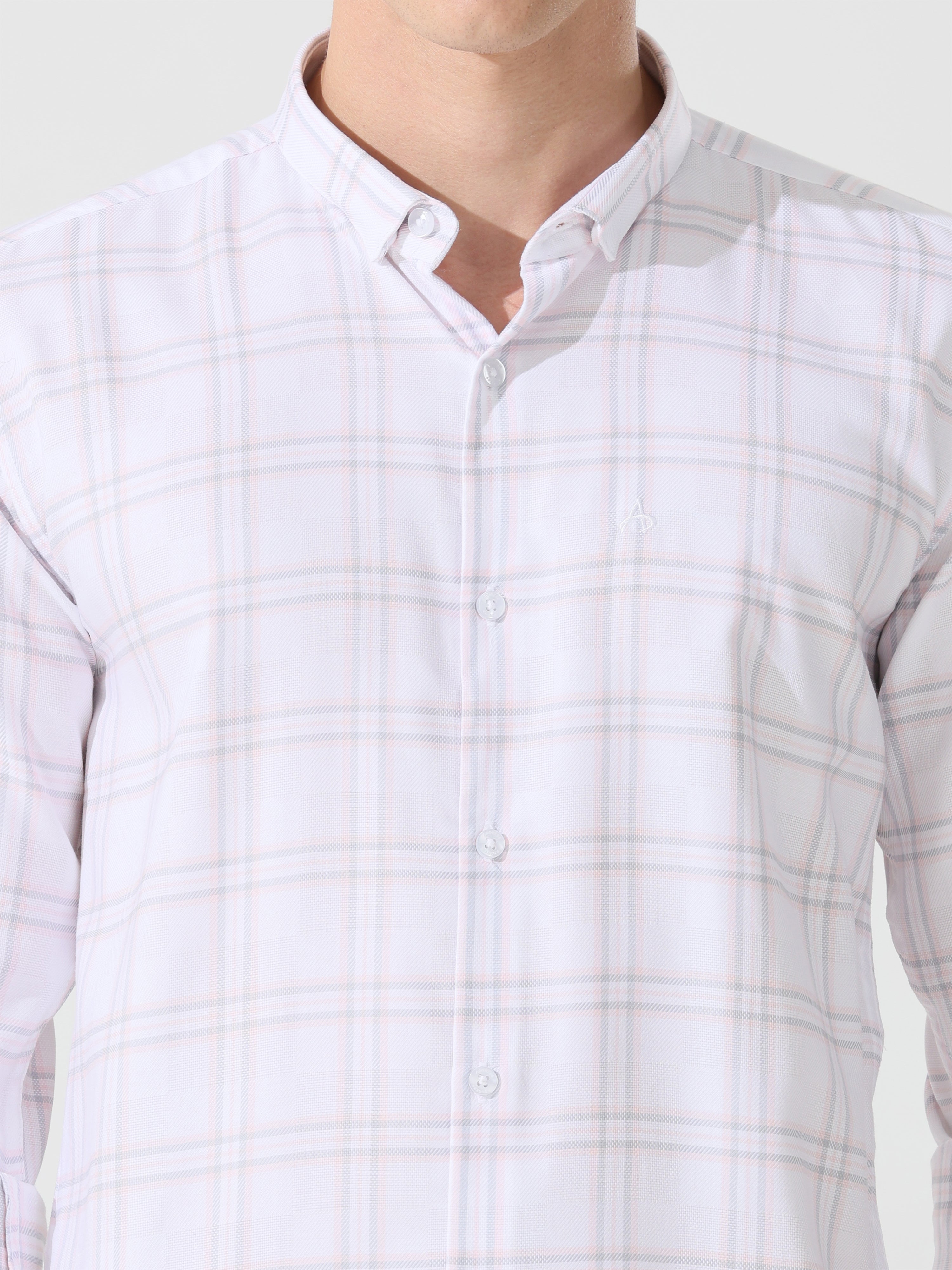 Supima White slim fit check shirt