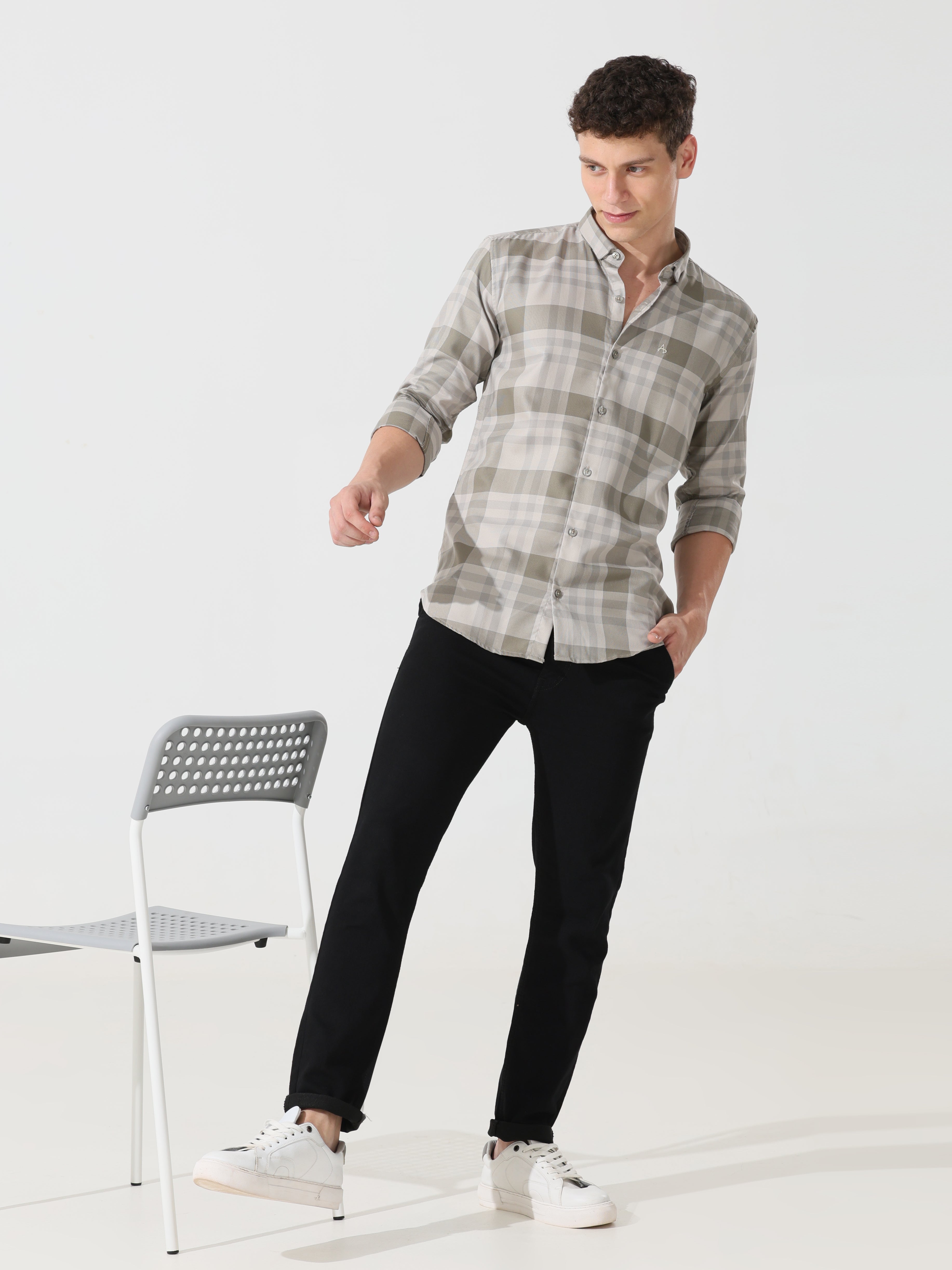 Supima hazelwood slim fit check shirt