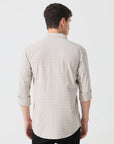 Oatmeal check slim fit shirt
