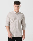 Oatmeal check slim fit shirt