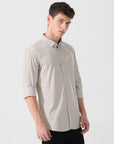 Oatmeal check slim fit shirt