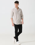 Oatmeal check slim fit shirt
