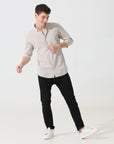 Oatmeal check slim fit shirt