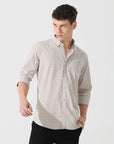 Oatmeal check slim fit shirt