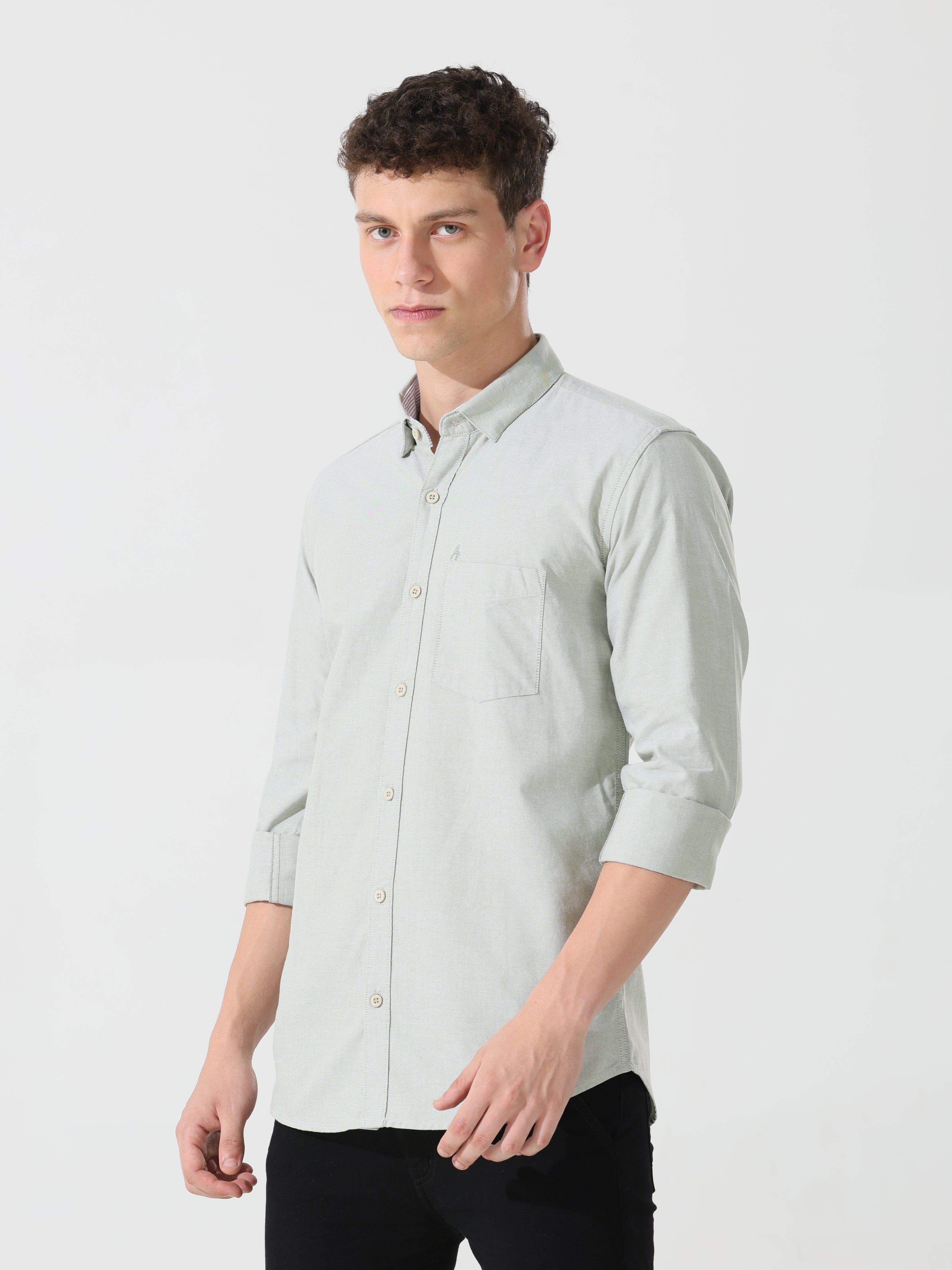 Oxford sage green slim fit shirt