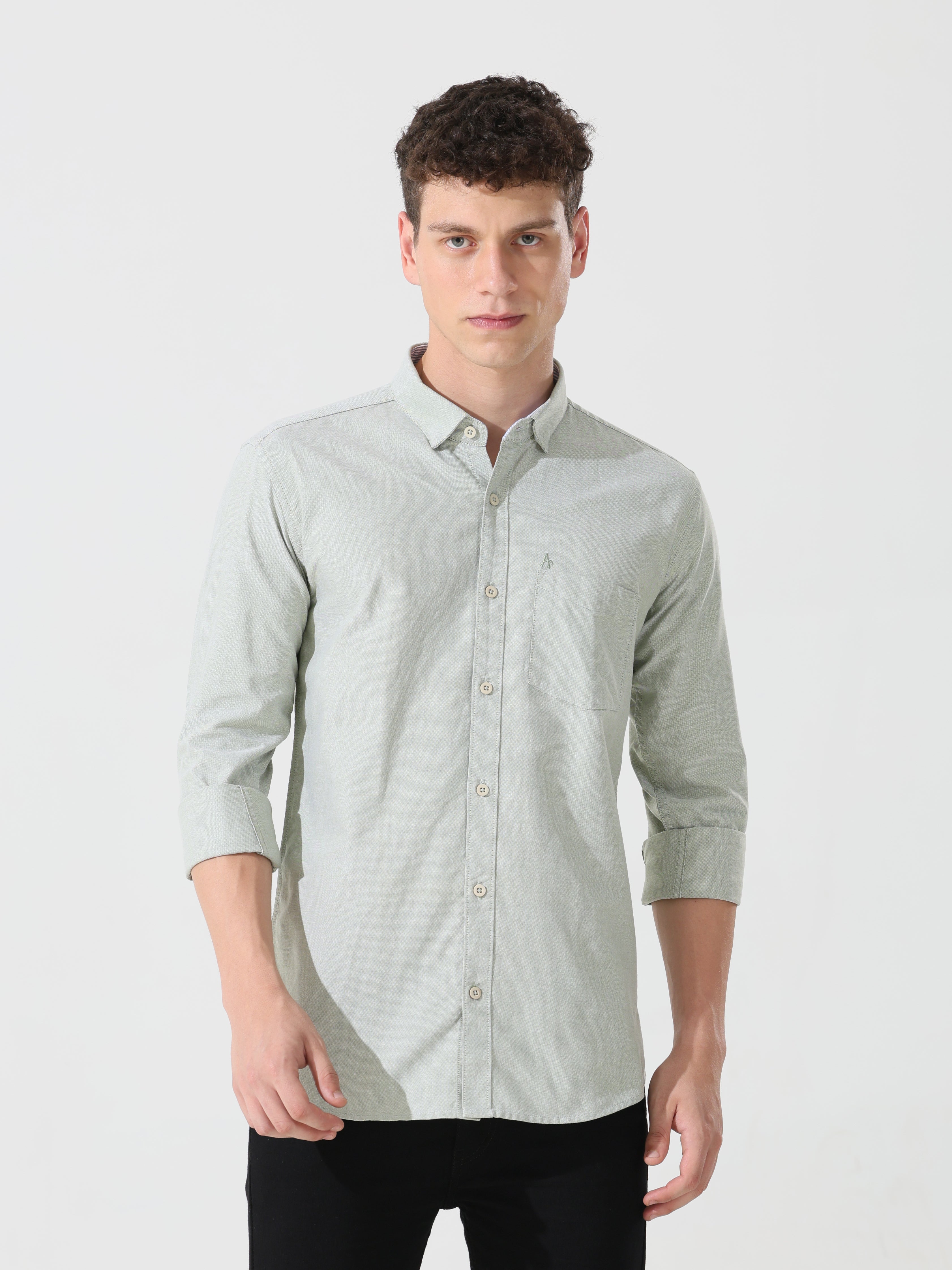 Oxford sage green slim fit shirt
