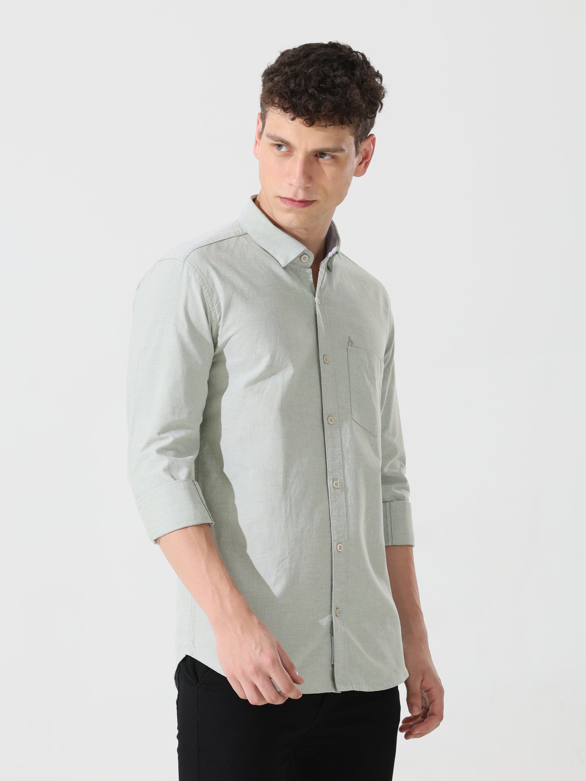 Oxford sage green slim fit shirt