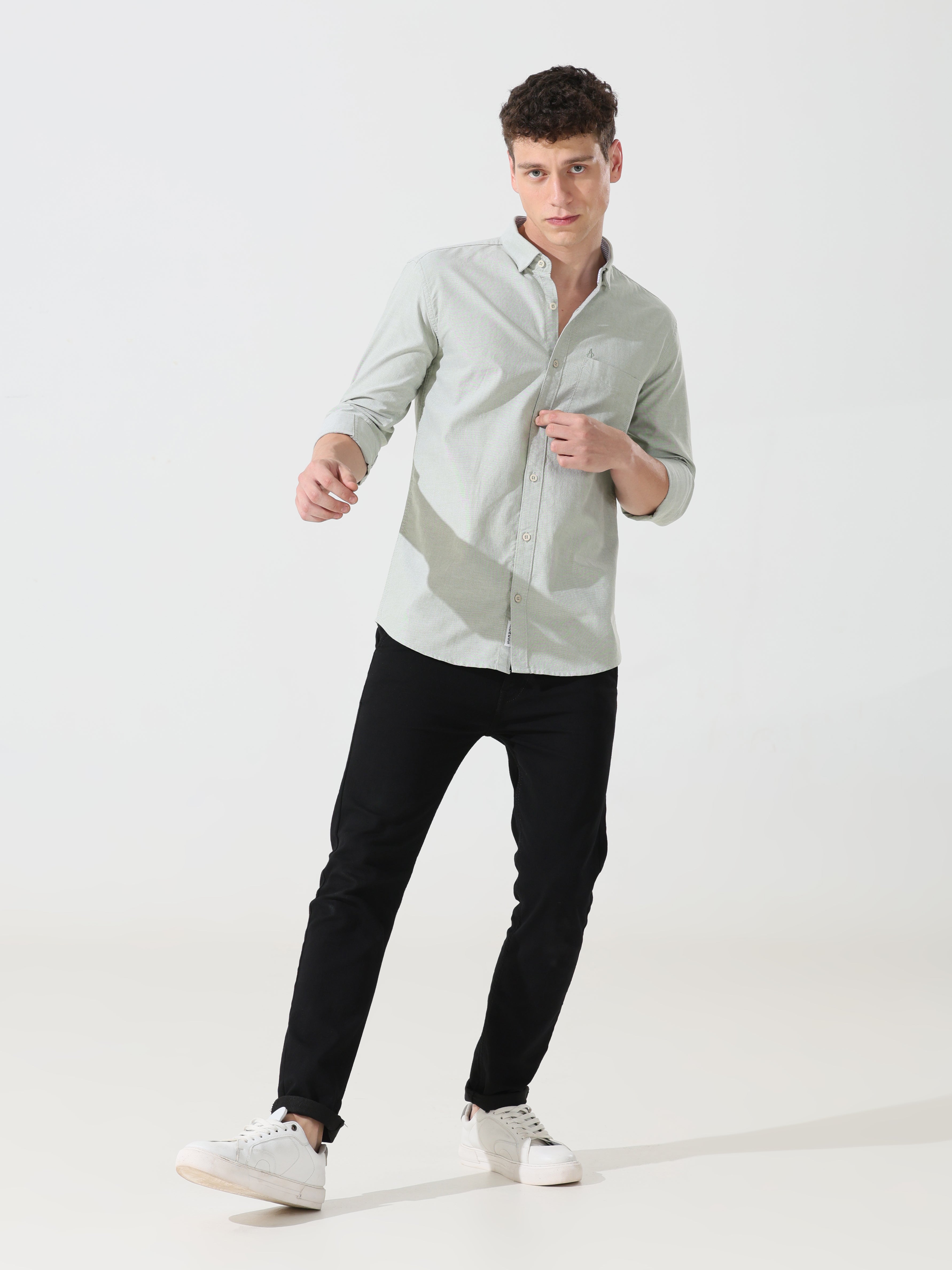 Oxford sage green slim fit shirt