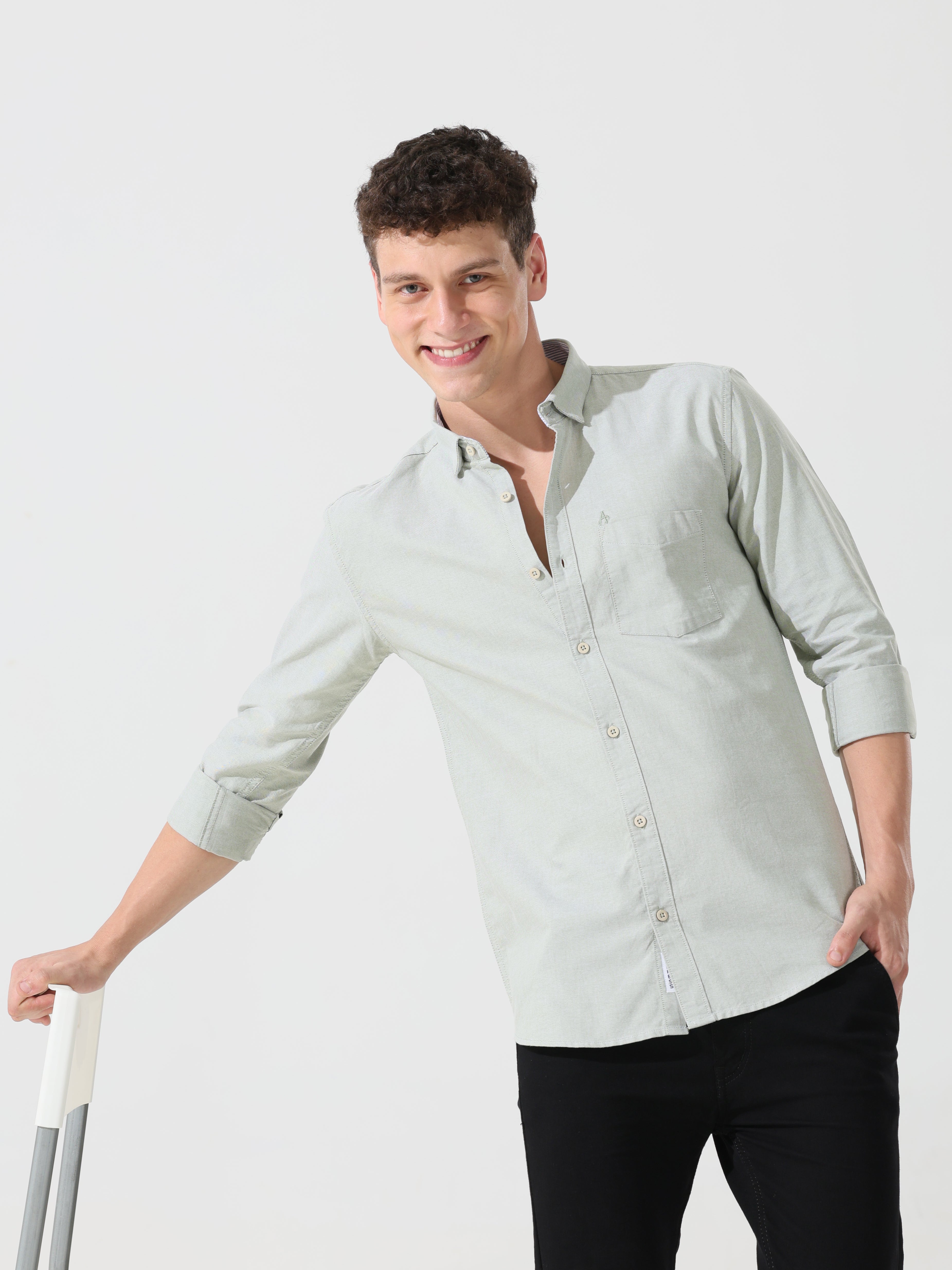 Oxford sage green slim fit shirt