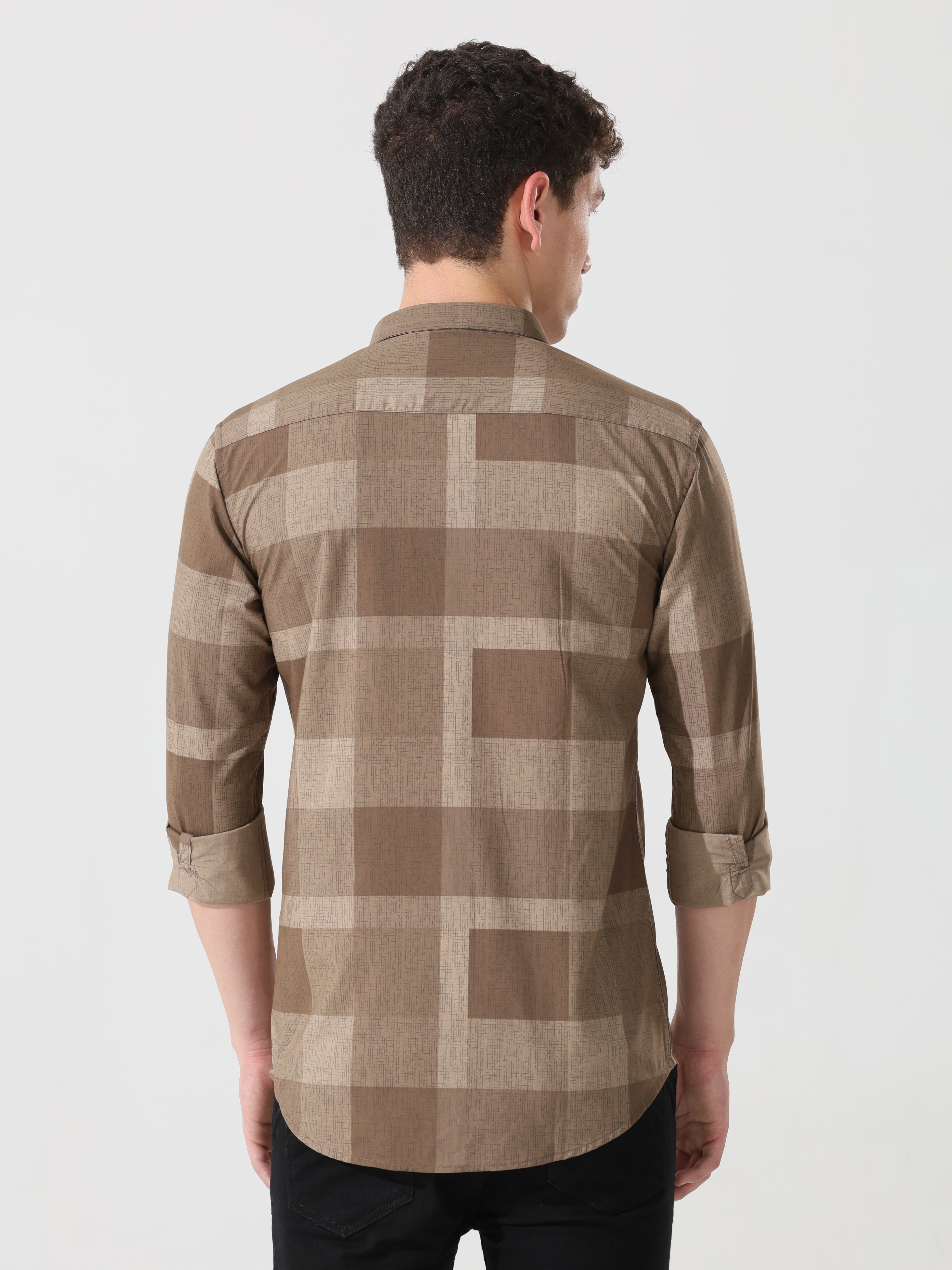 Tan brown slim fit shirt