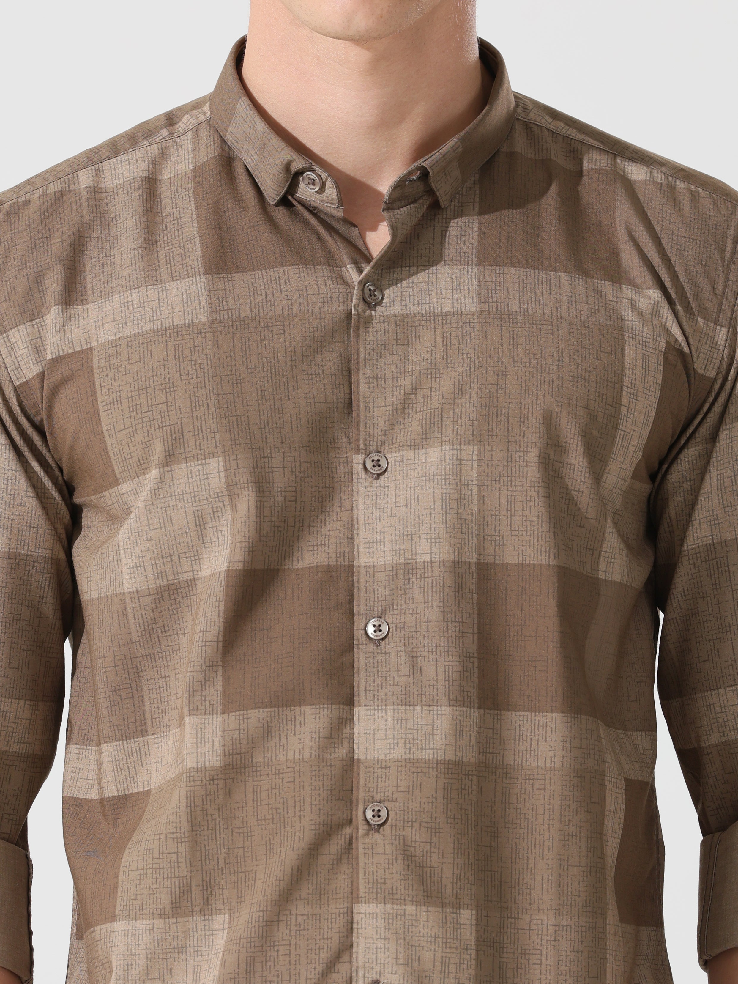 Tan brown slim fit shirt