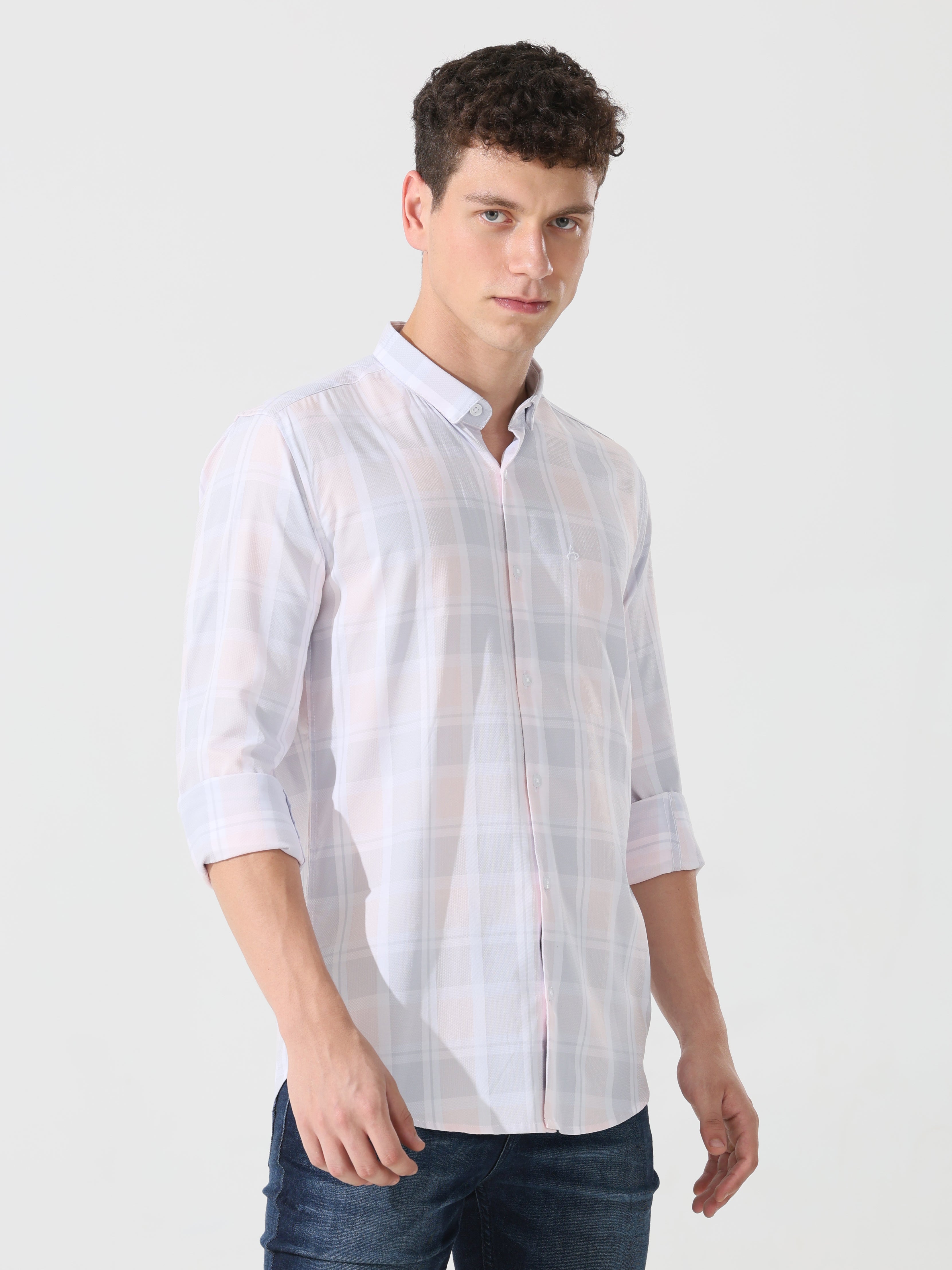 Supima powder pink slim fit shirt