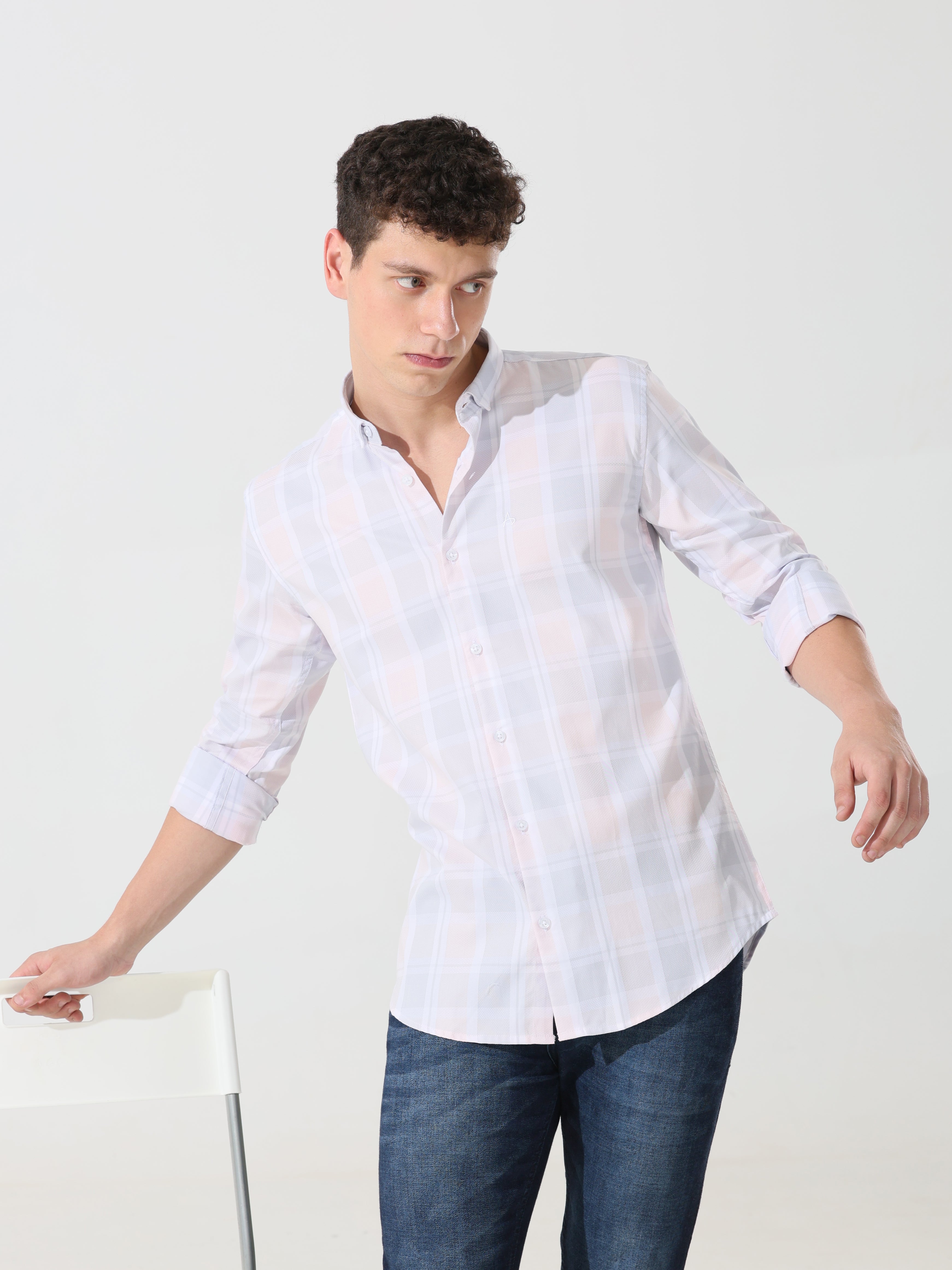Supima powder pink slim fit shirt