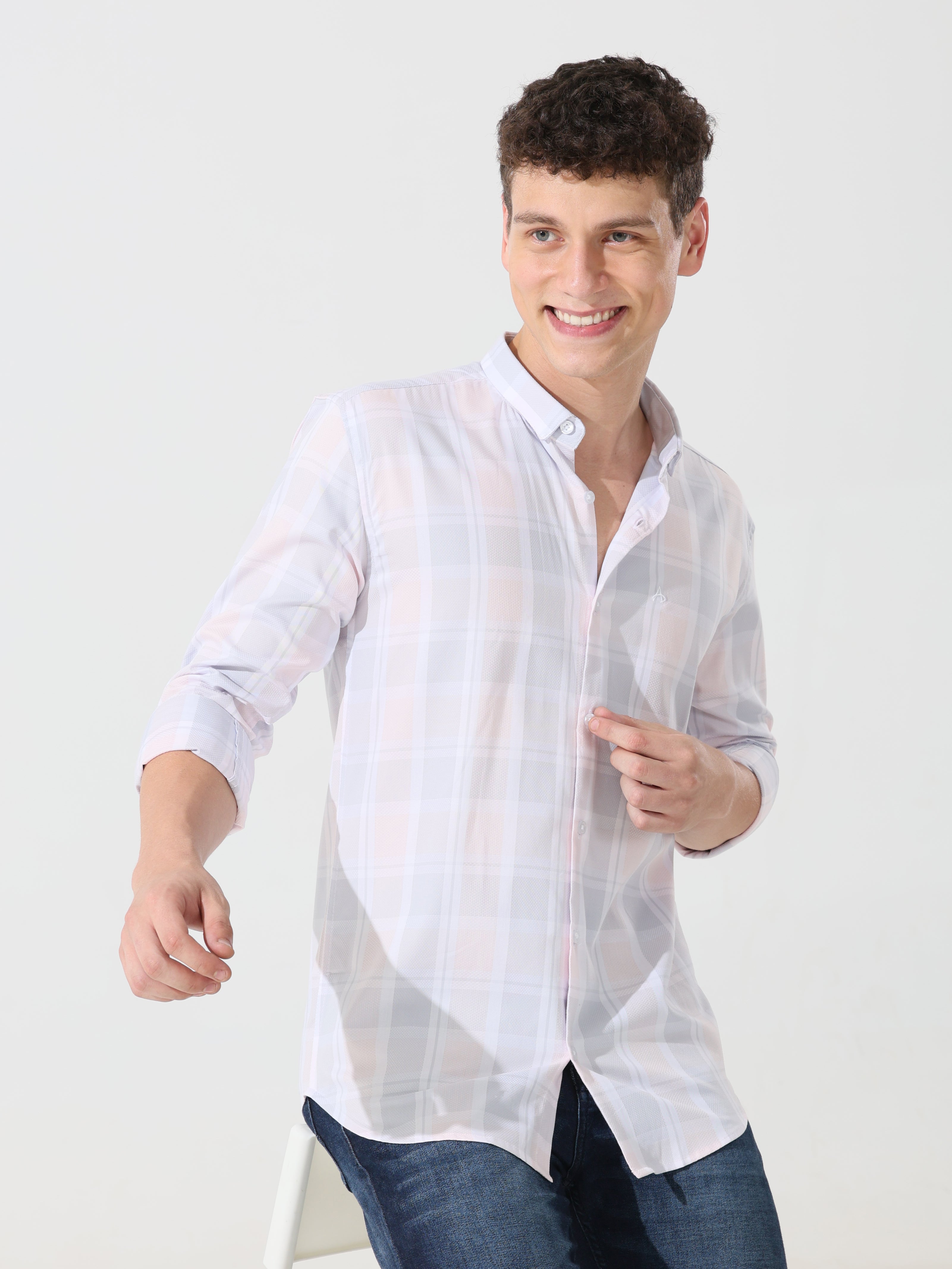 Supima powder pink slim fit shirt