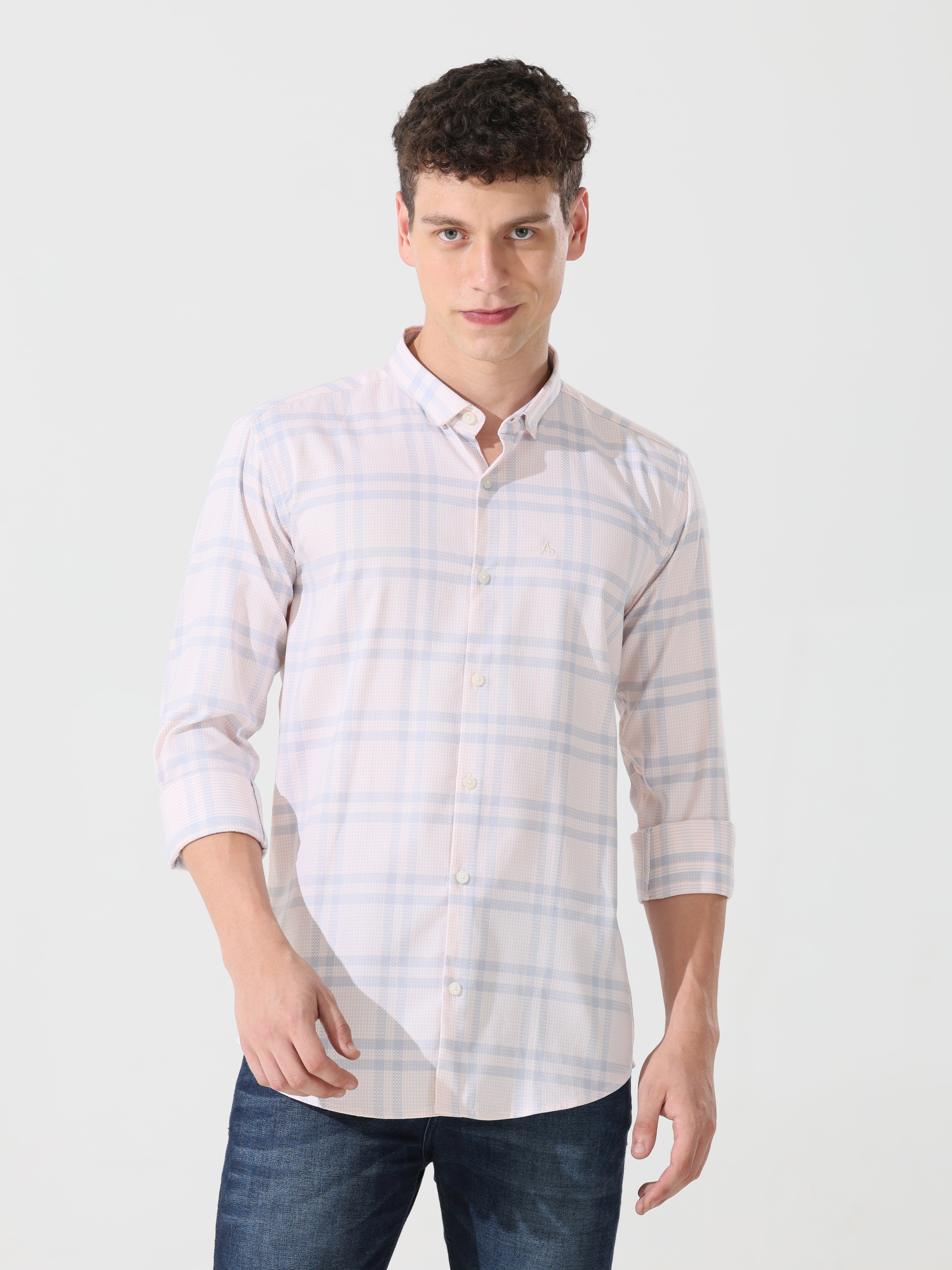 Supima pale papaya slim fit shirt