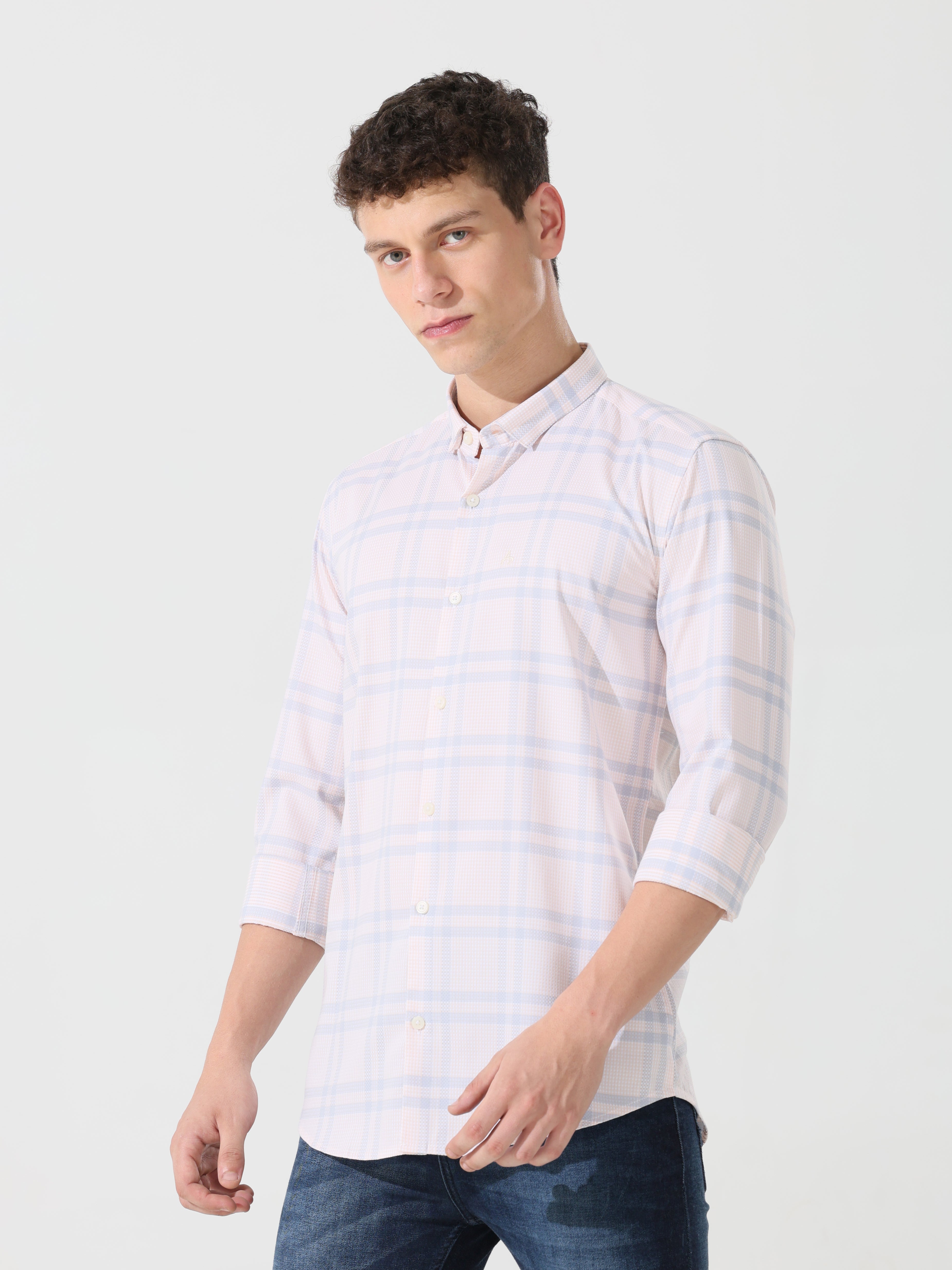 Supima pale papaya slim fit shirt