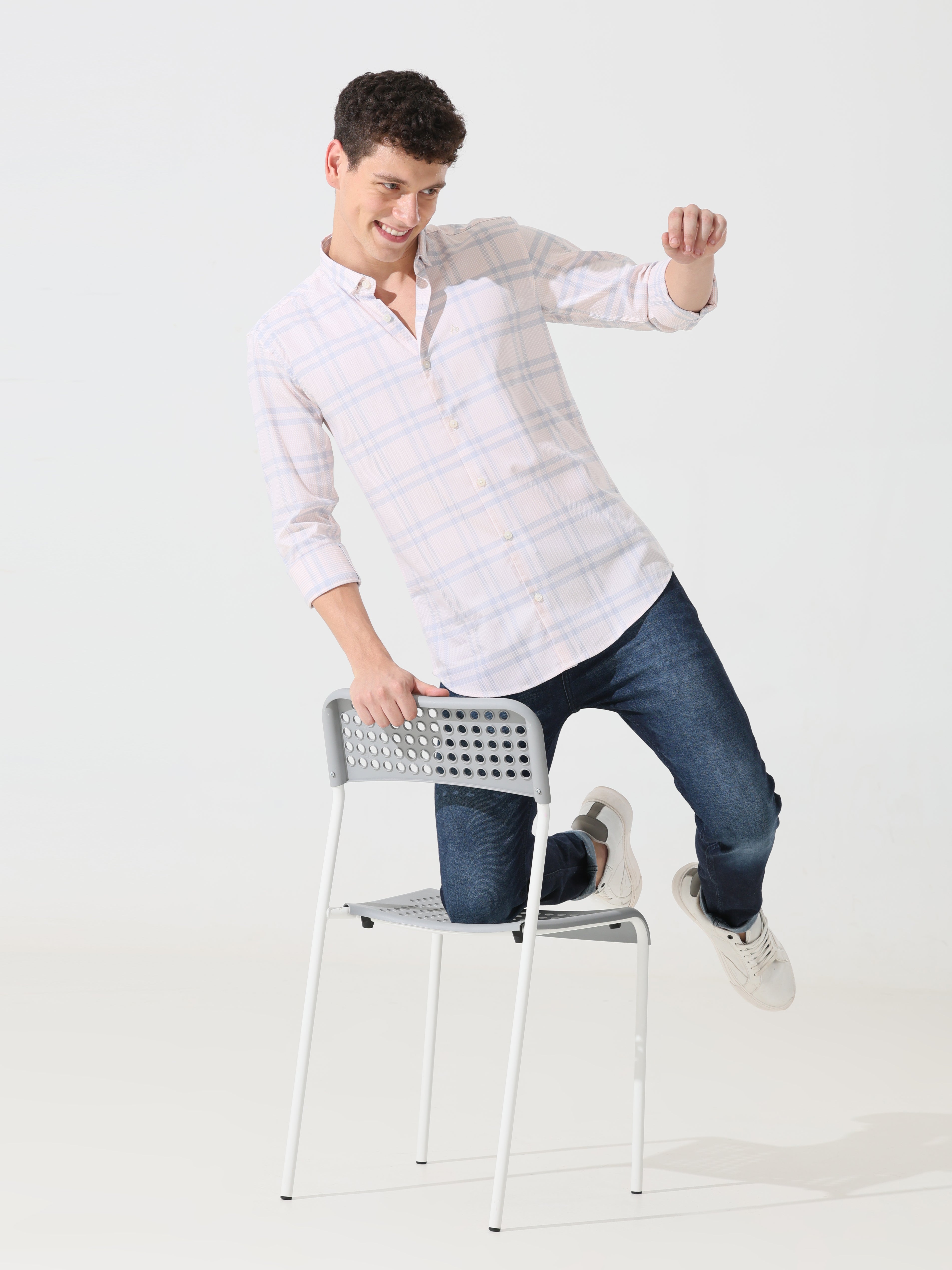 Supima pale papaya slim fit shirt