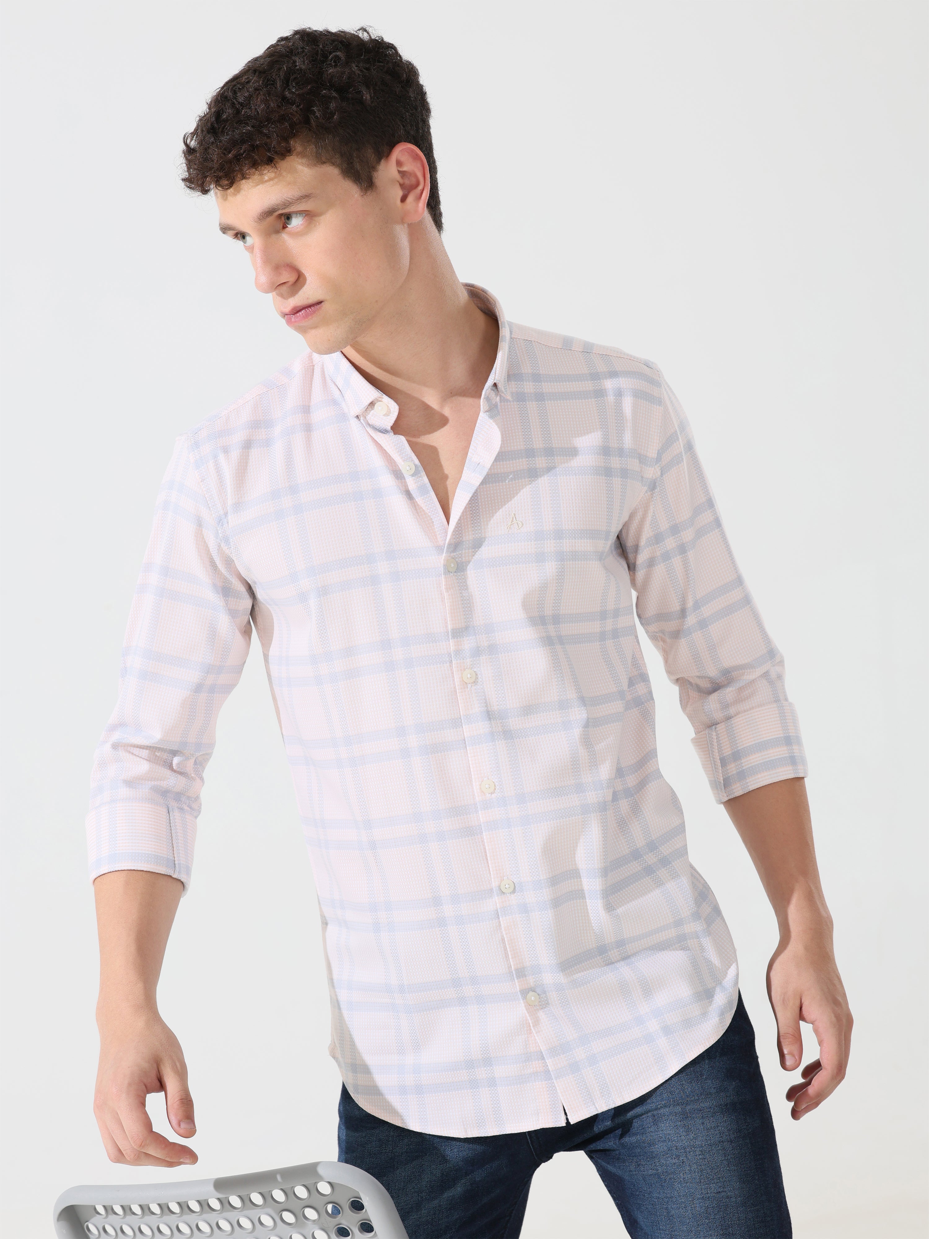 Supima pale papaya slim fit shirt
