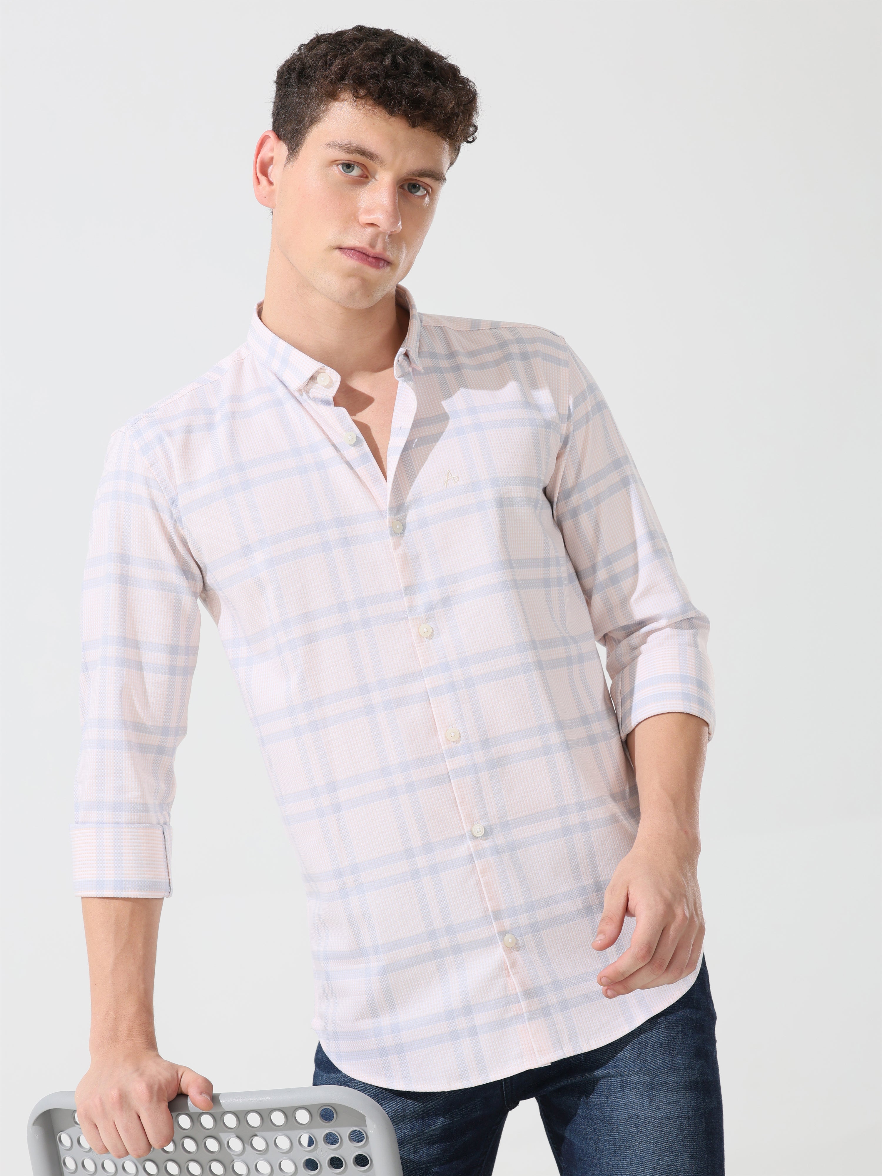 Supima pale papaya slim fit shirt