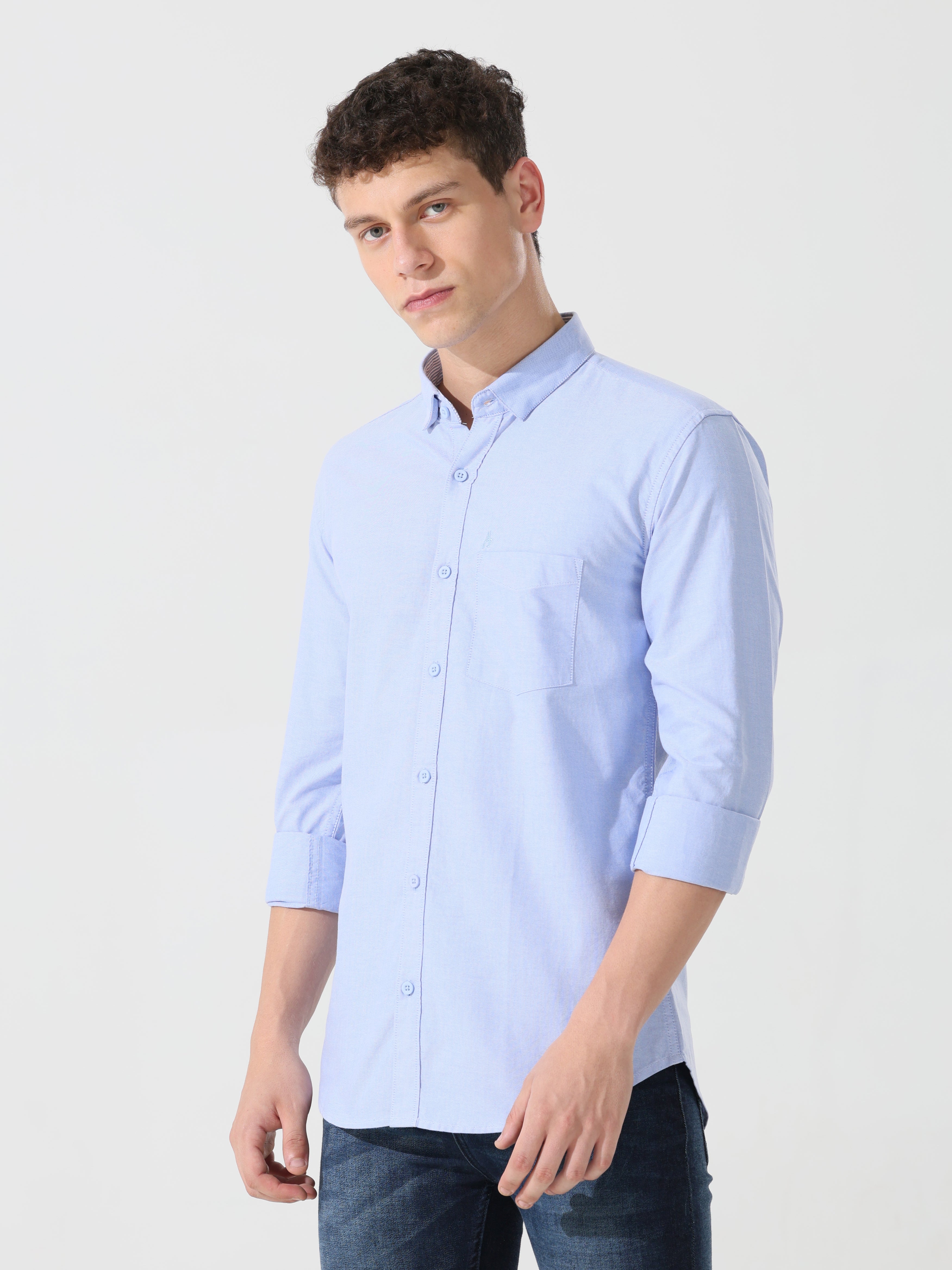 Oxford baby blue slim fit shirt