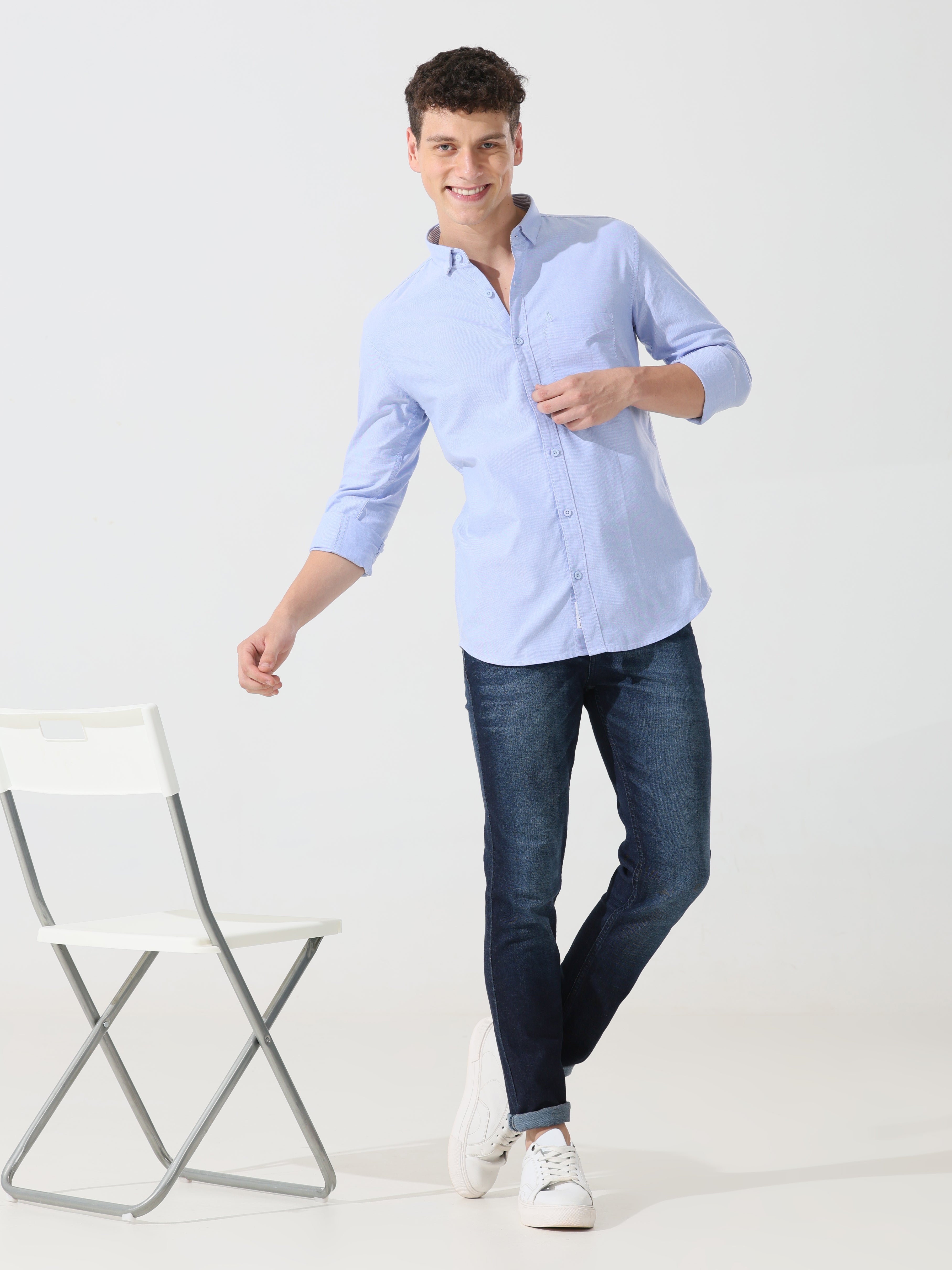 Oxford baby blue slim fit shirt