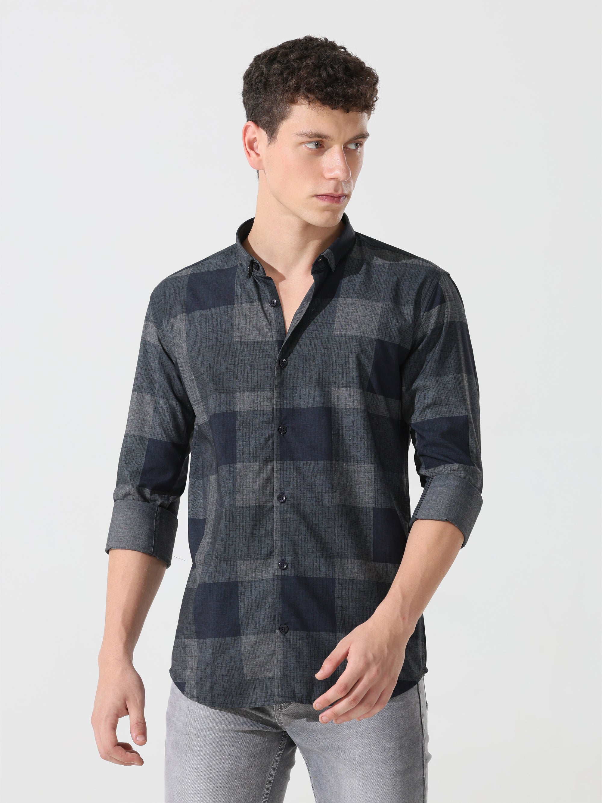 Pebble grey slim fit shirt