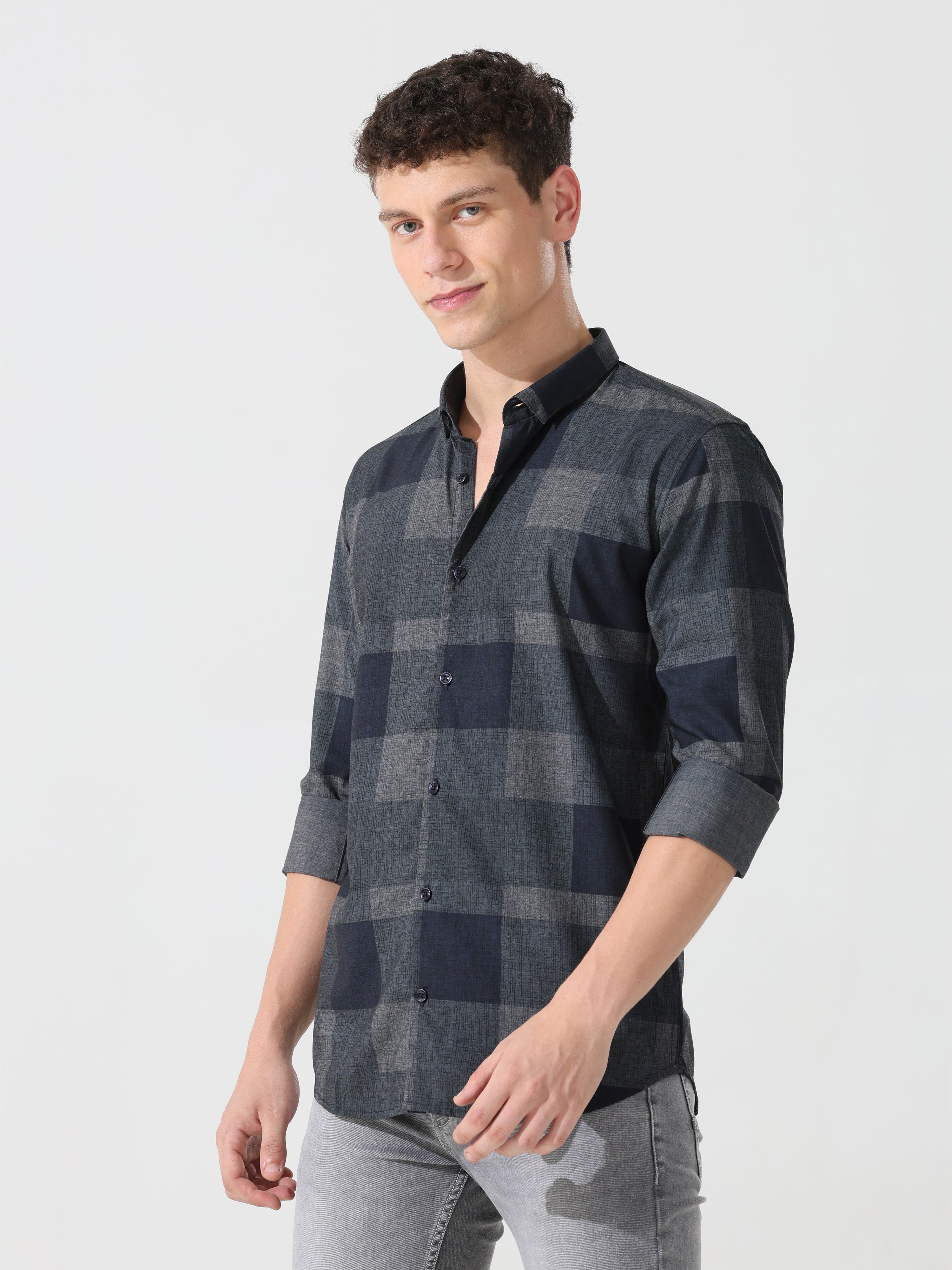Pebble grey slim fit shirt