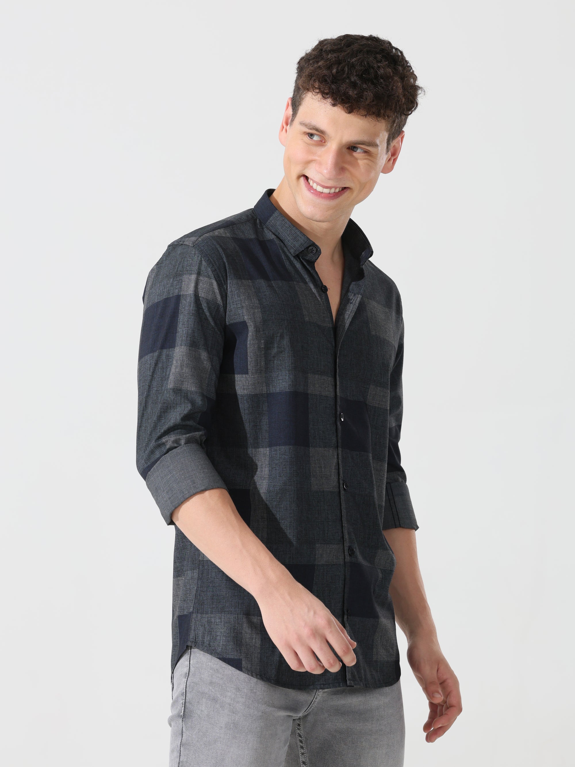 Pebble grey slim fit shirt